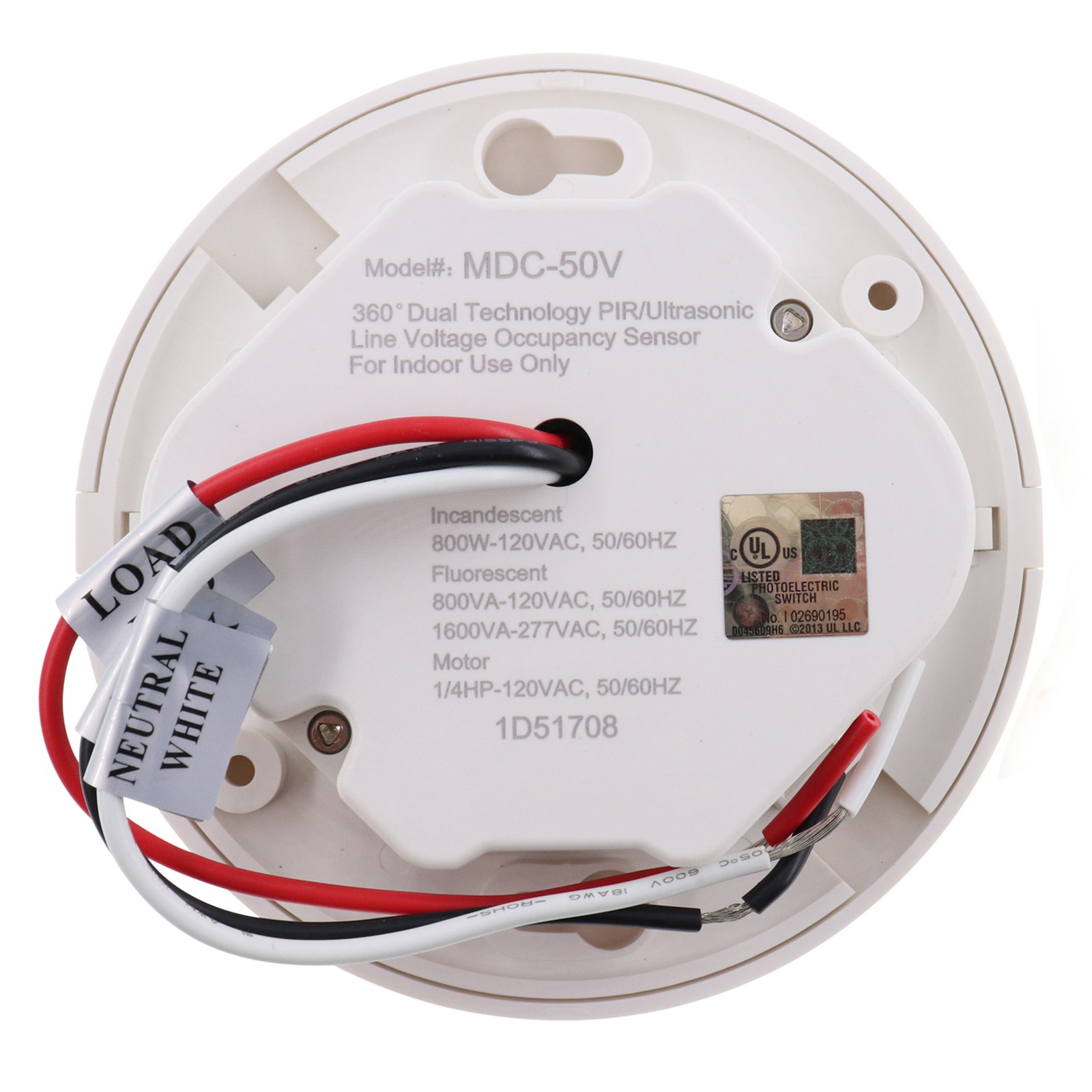 ENERLITES MDC-50V DUAL-TECHNOLOGY CEILIGN OCCUPANCY SENSOR, 360°, 120V