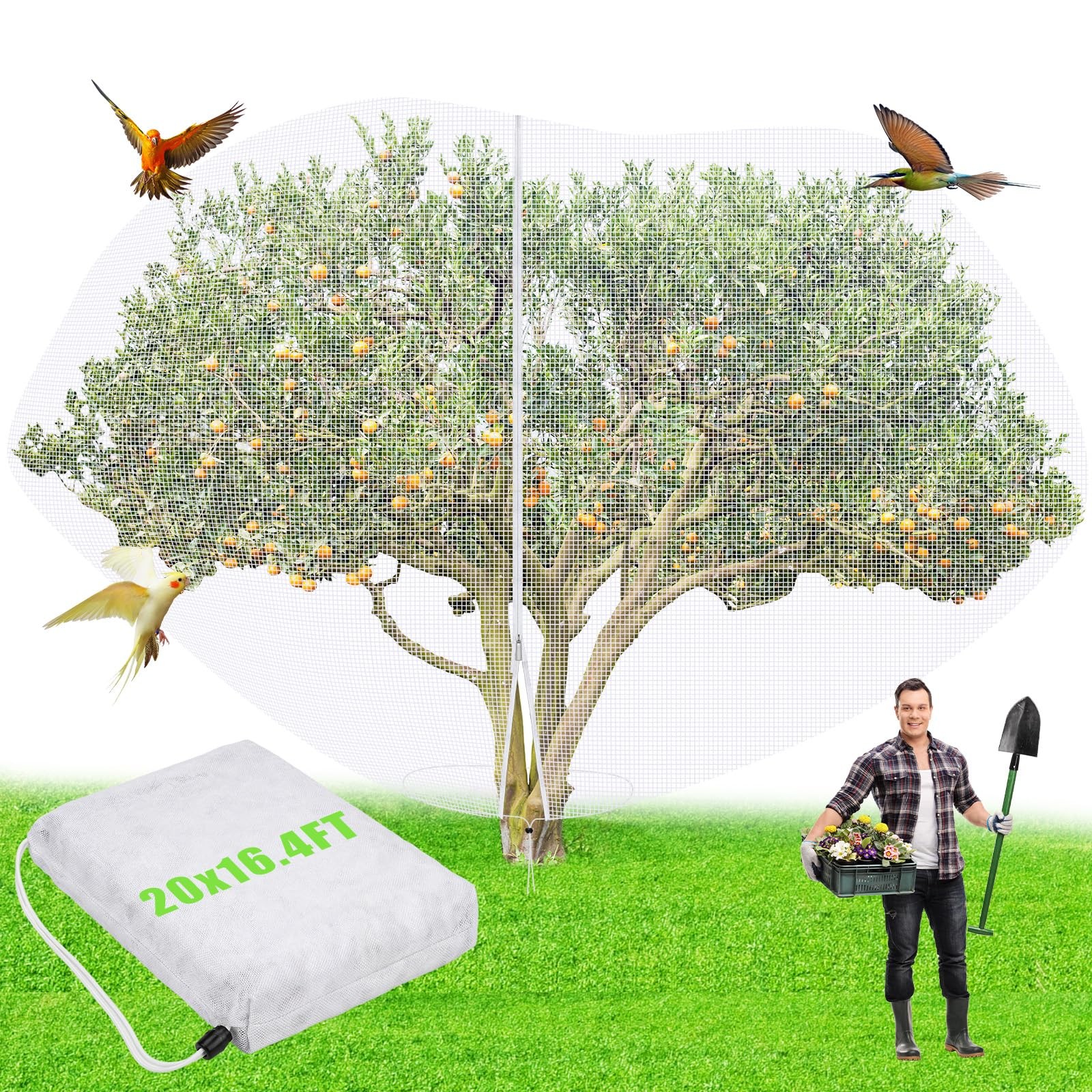 Vincreem 20 x 16.4 ft Large Fruit Tree Netting for 20 x ft, Clear