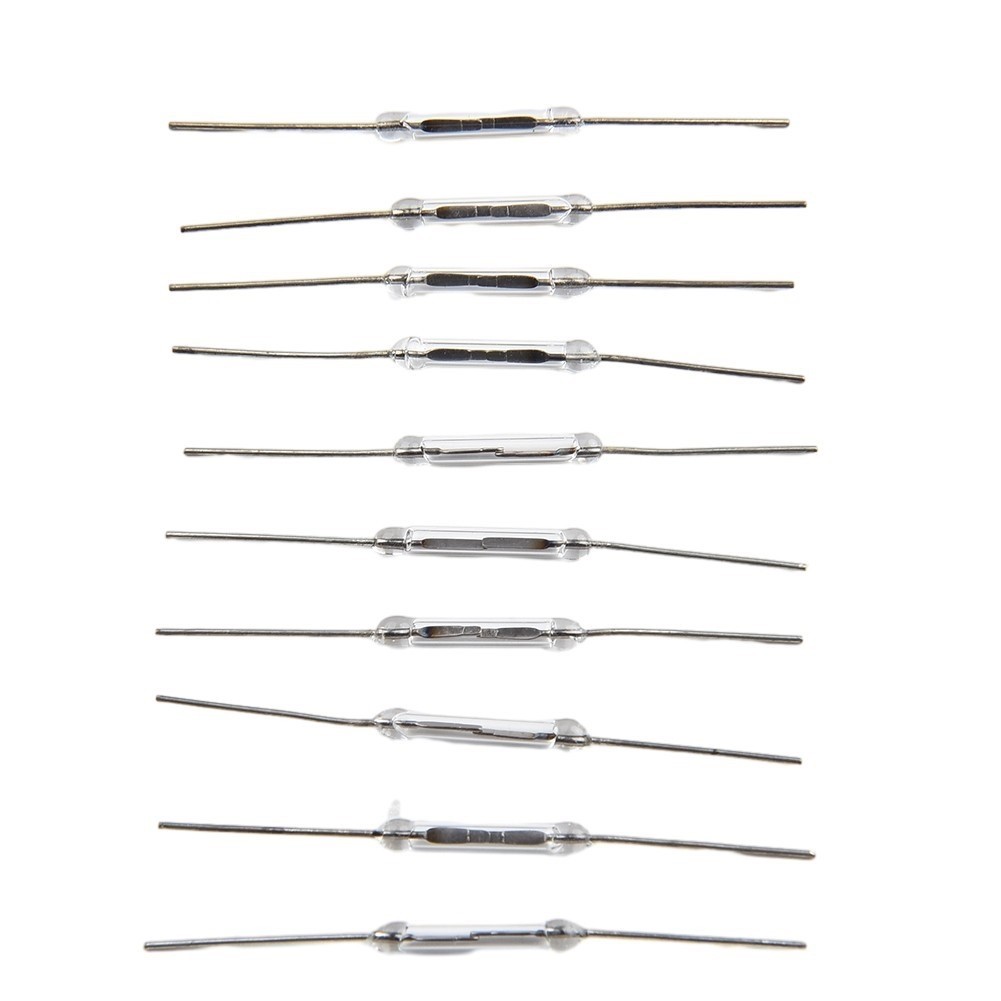 100pcs 10W Reed Switch Glass NO Low Voltage Current 2*14mm Normal Open