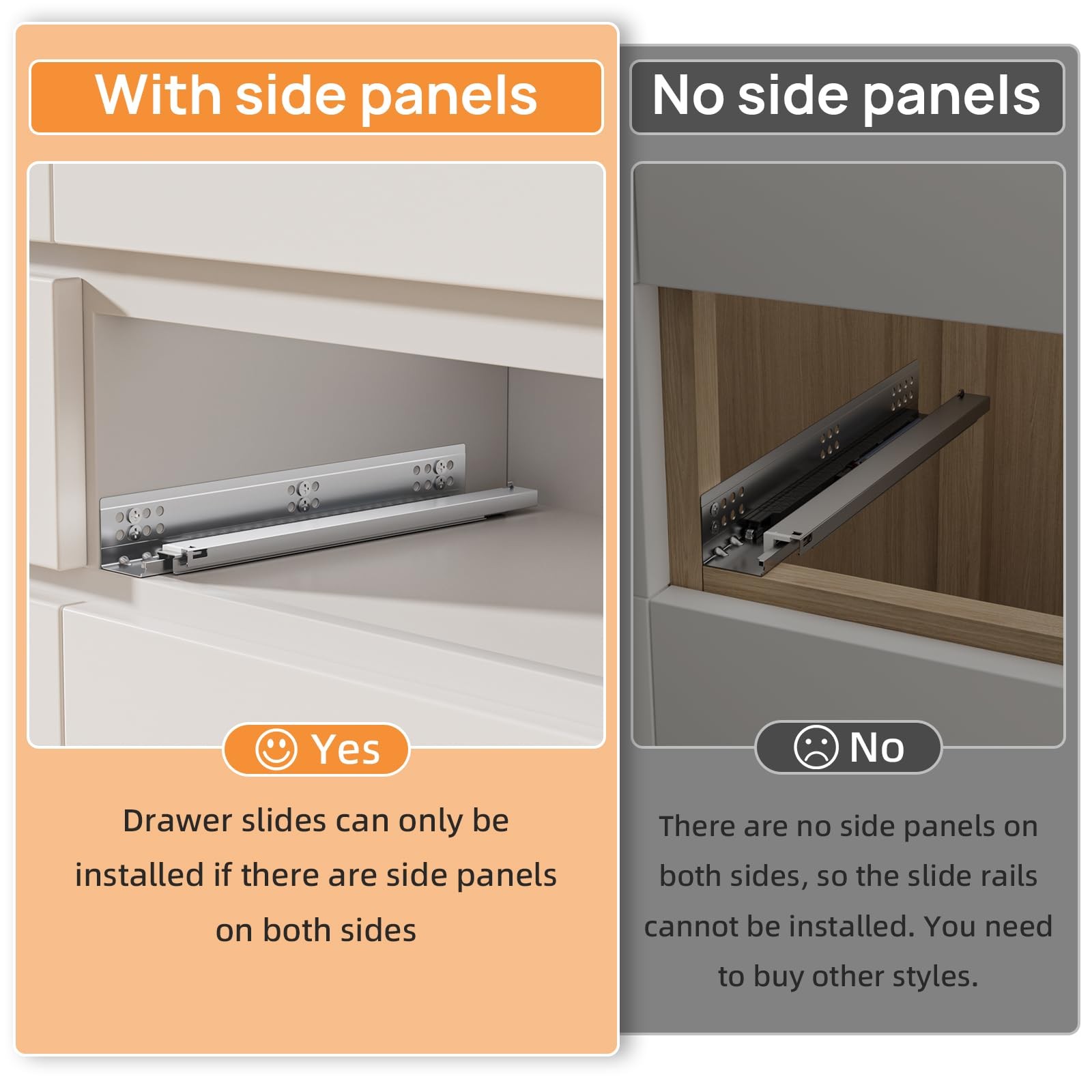 PHWALK 14 Inch Soft Close Undermount (Bottom Mount) Drawer Slides, 1 Pair Hea...