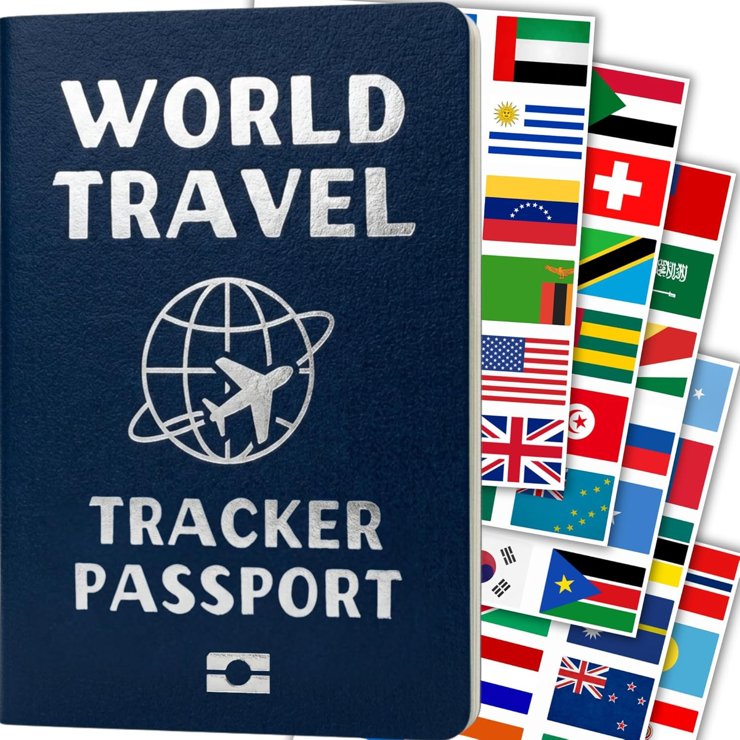 World Travel Tracker Passport — Mark 193 Countries Visited with Flag Stickers —