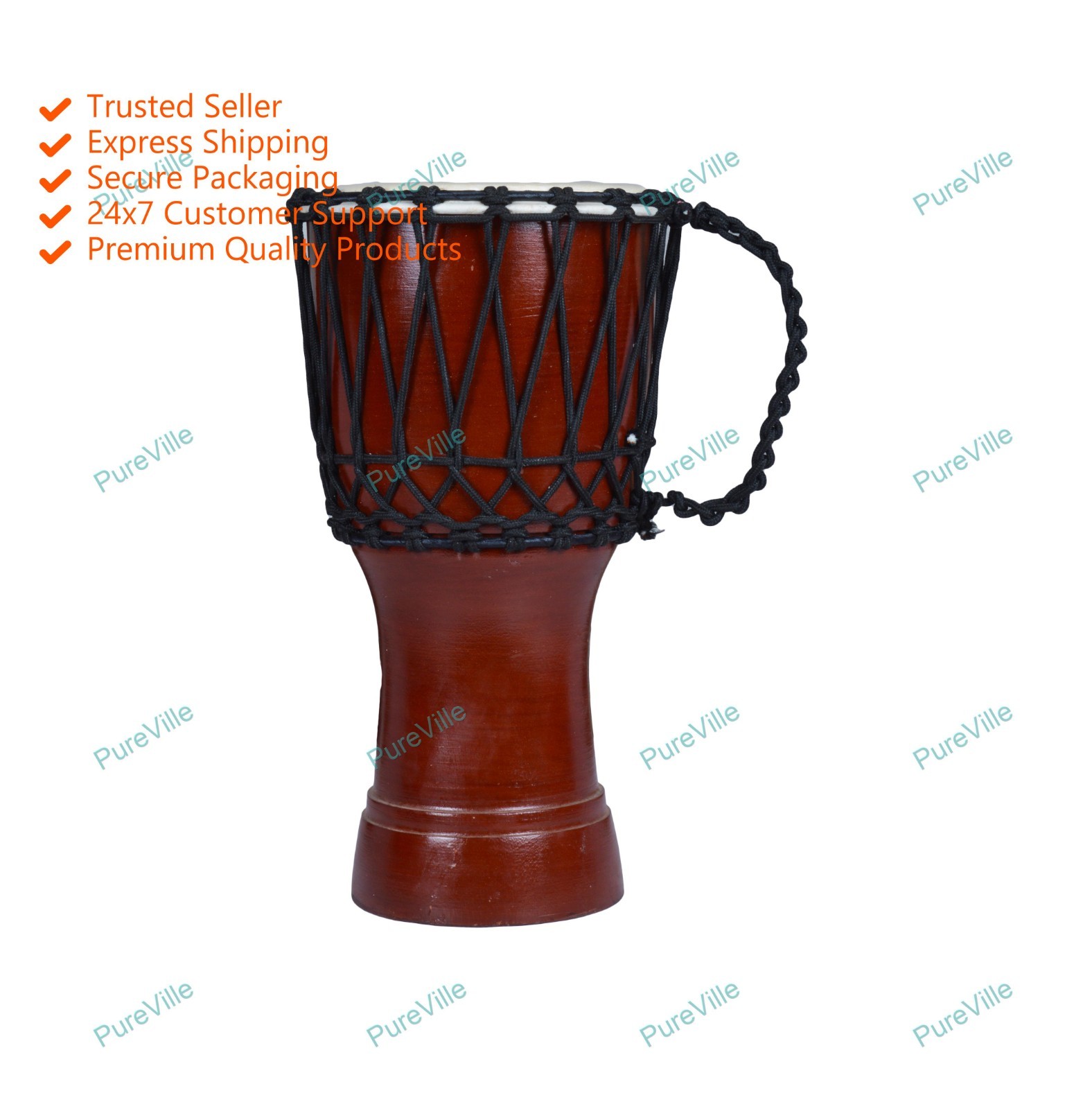 Solid Metallic Blue African Djembe Drum Bongo Wood Well Sound