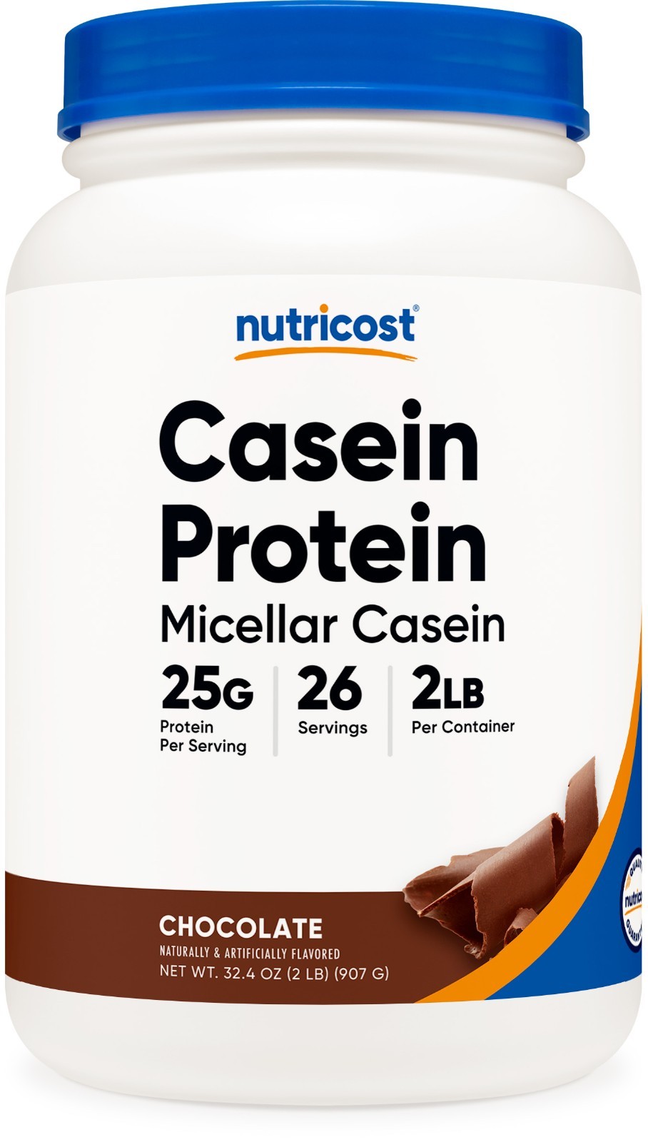 Nutricost Casein Protein Powder 2lb Chocolate - 100% Micellar Casein