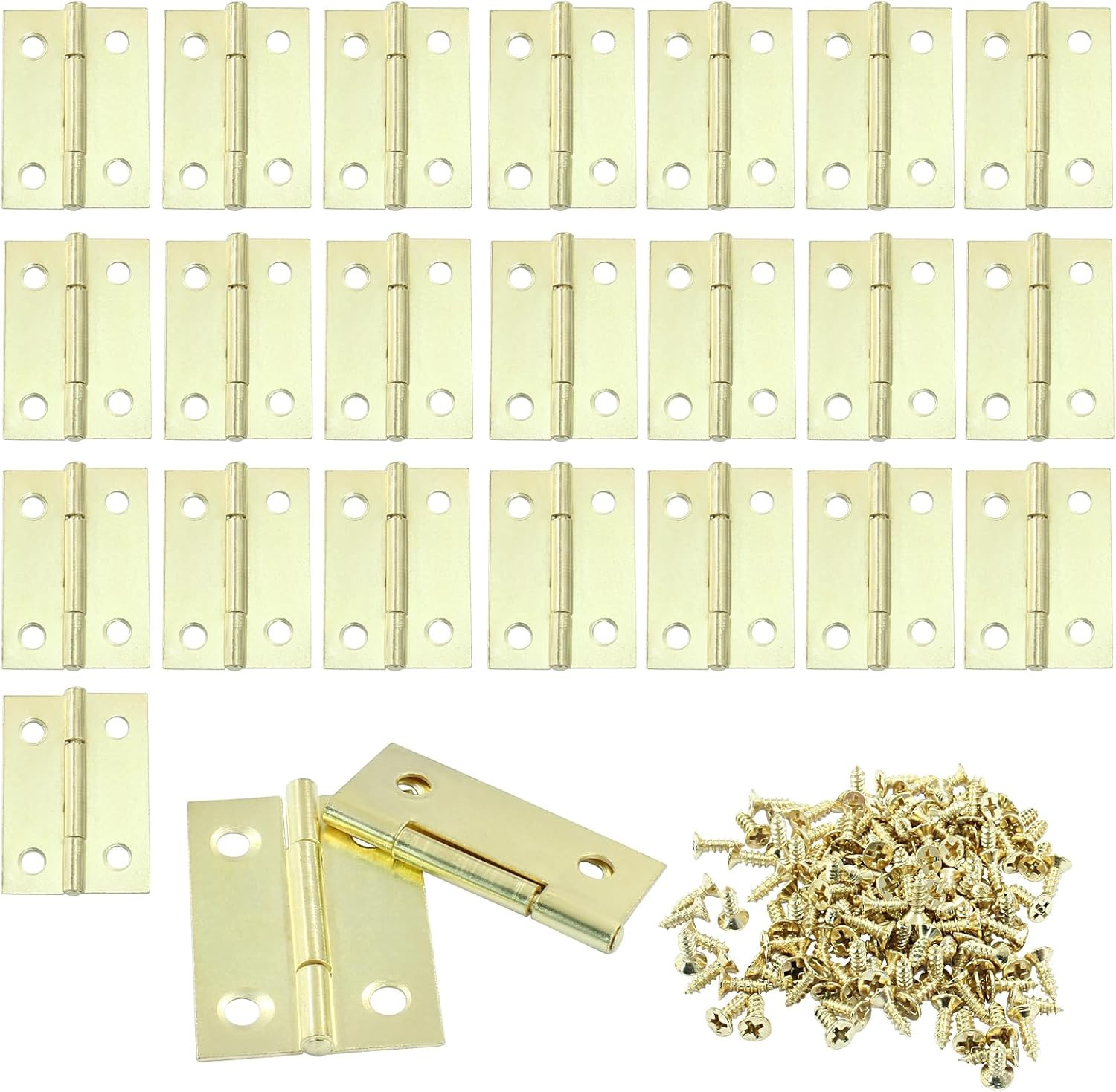 24 Pack 1.5 Inch Door Hinge Cabinet Hinge, Gold Butt Hinges Ball Bearing Window