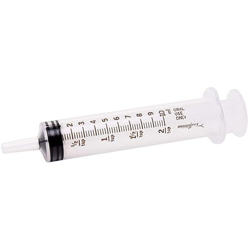 Plastic Graduated Oral Medication Syringes 10 ML/2 tsp with Cap 12 Pack