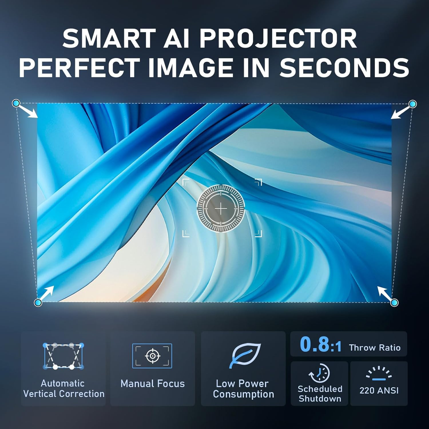 【White Projector & Built-In Apps】 Mini Projector with Wi-Fi and Bluetooth, Full