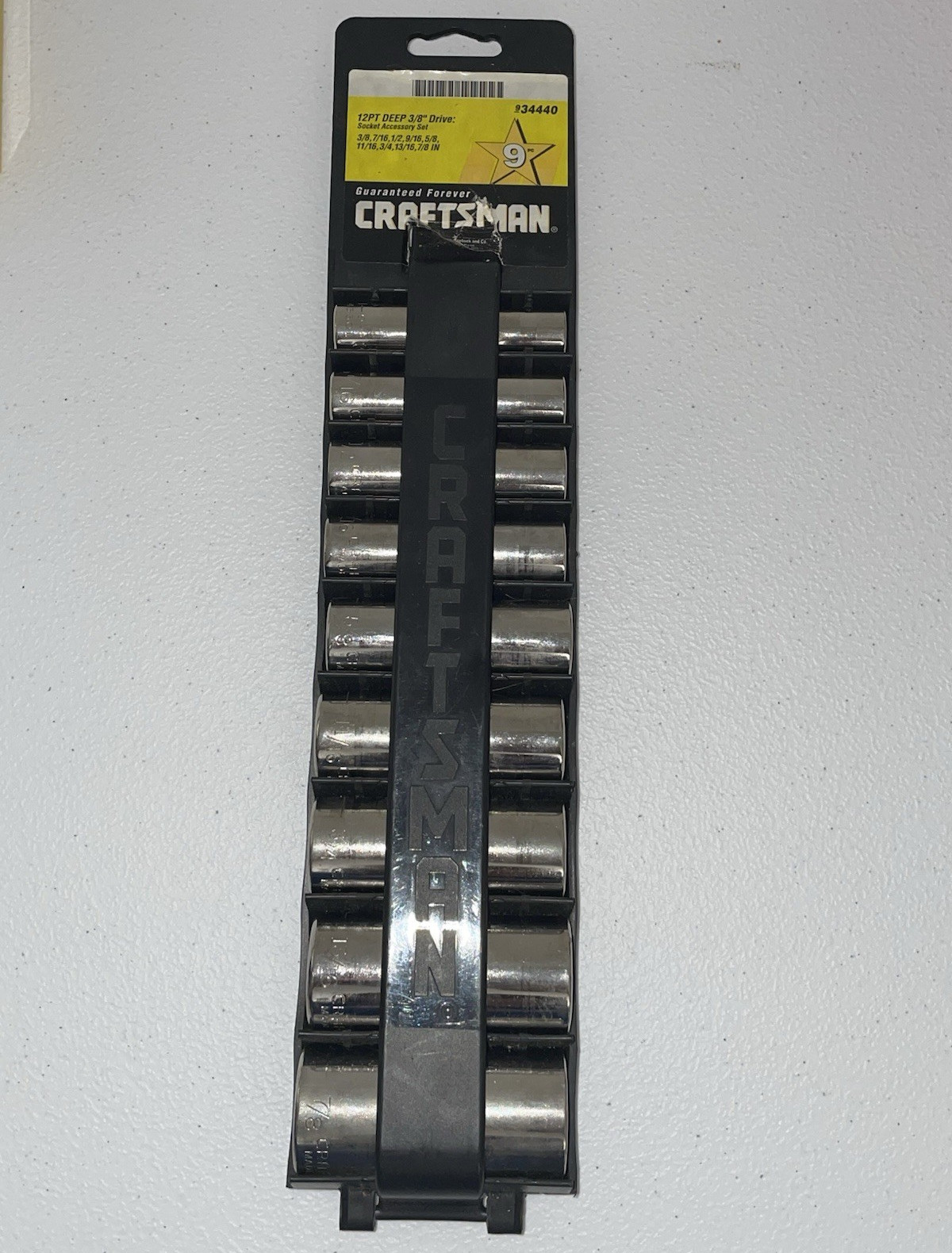 Craftsman 934440 3/8" Drive 12-Point Deep SAE Socket Set 9pc w/ Holder