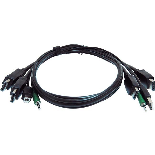 Black Box Secure KVM Cable Each end 1 USB 1 or 2 DisplayPort 1 3.5mm Audio