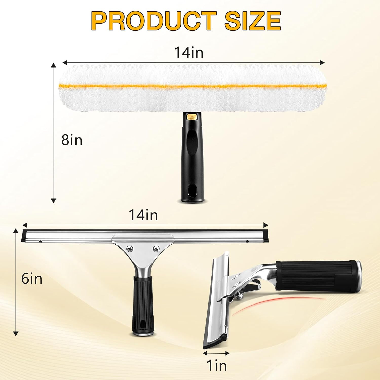 Professional Window Cleaning Squeegee Kit- 14" Squeegee & Microfiber Rotatable
