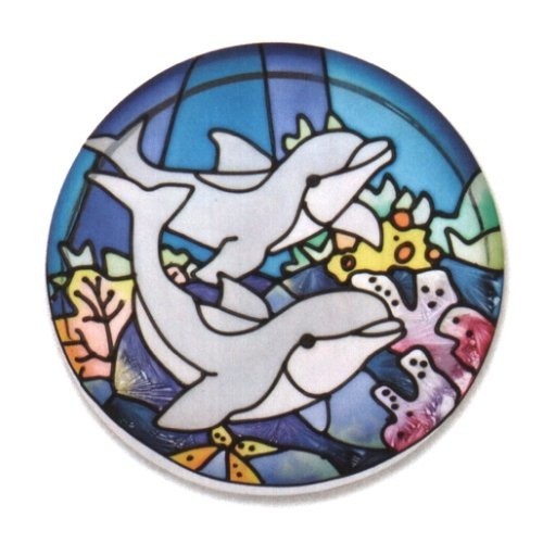 LAST ONE Joan Baker Designs Dolphins Paperweight Nautical Painted Glass FREESHIP