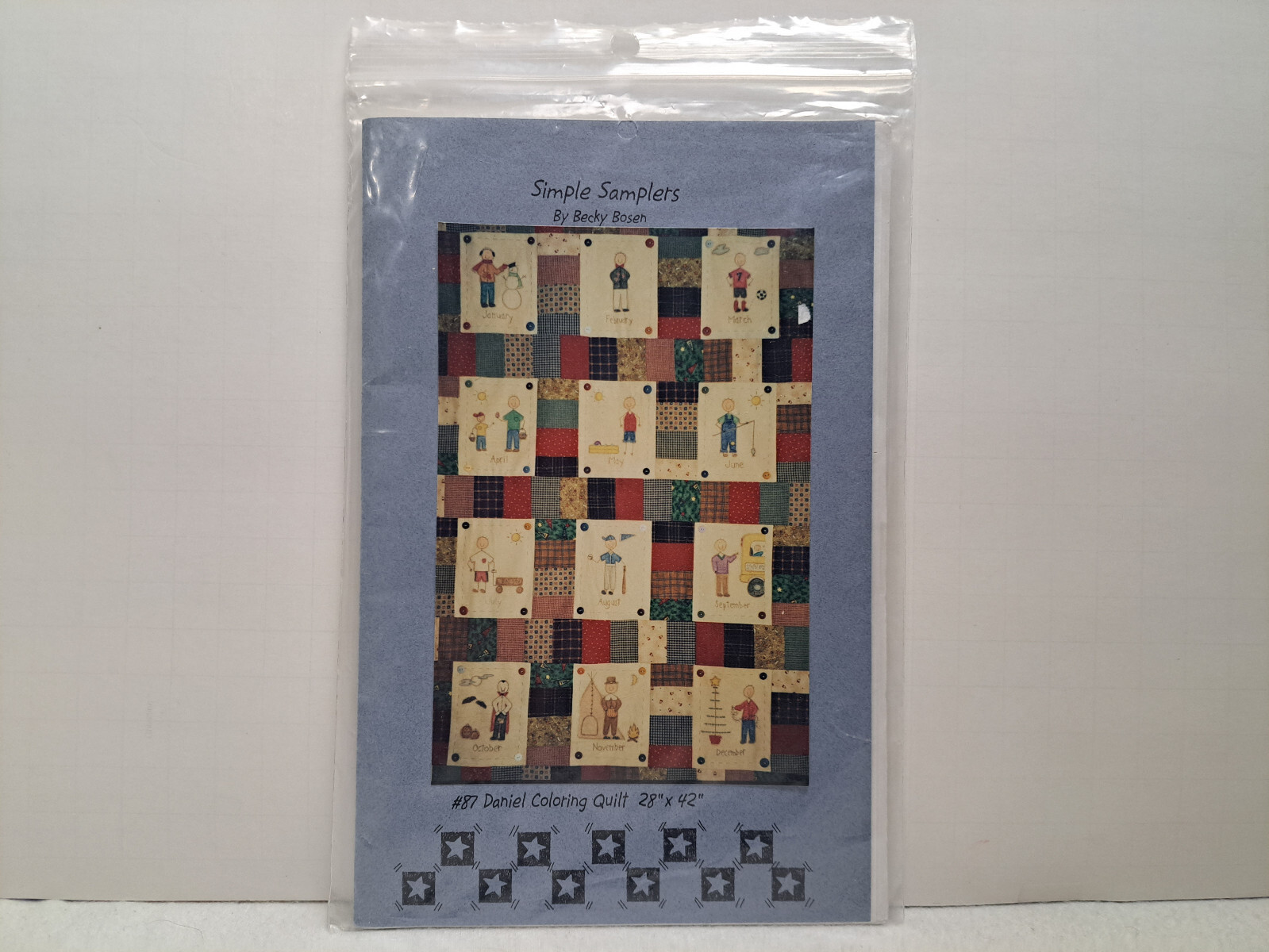 Simple Samplers Pattern - Daniel Coloring Quilt (28" x 42") #87