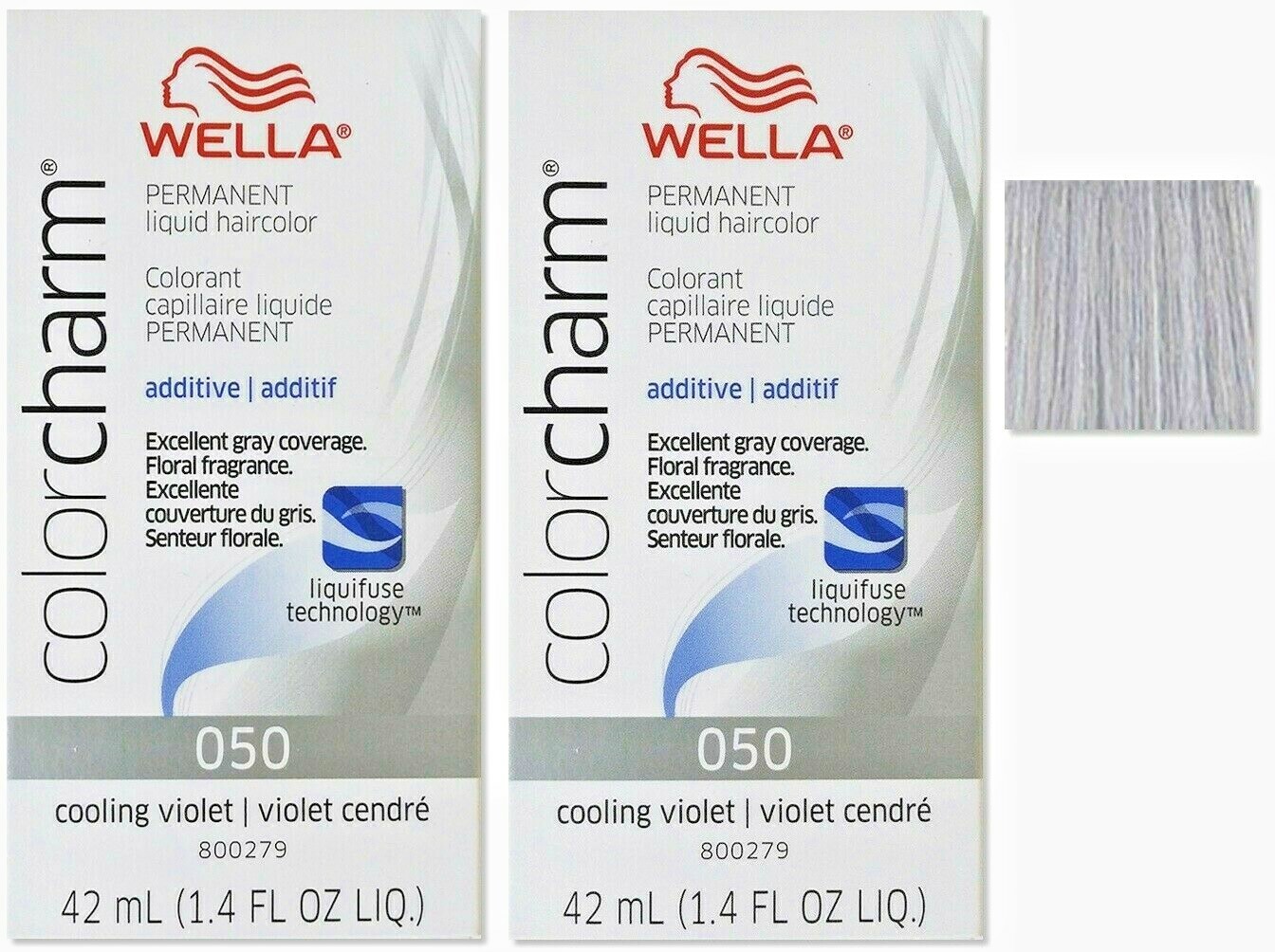 WELLA Hair COLOR CHARM Permanent LIQUID 1.4oz  #050 Cooling Violet (2 pack)