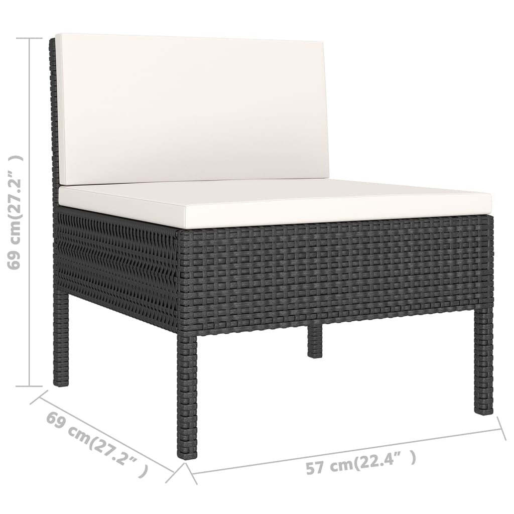 12 Piece Patio Lounge Set with Cushions Poly Rattan Black