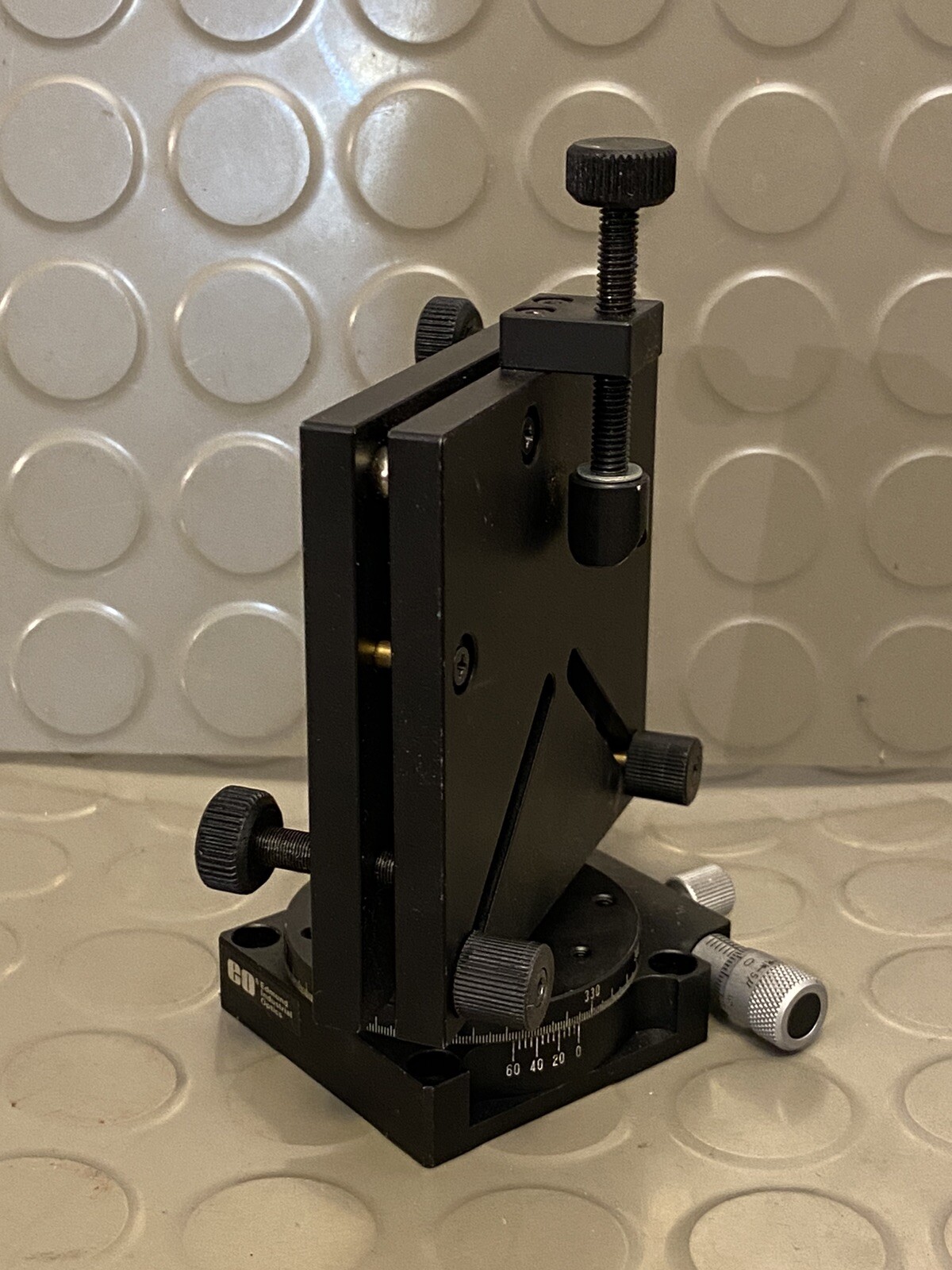 edmund optics metric precision Micrometer rotary stage, 60mm. W/ Tip-tilt Mount