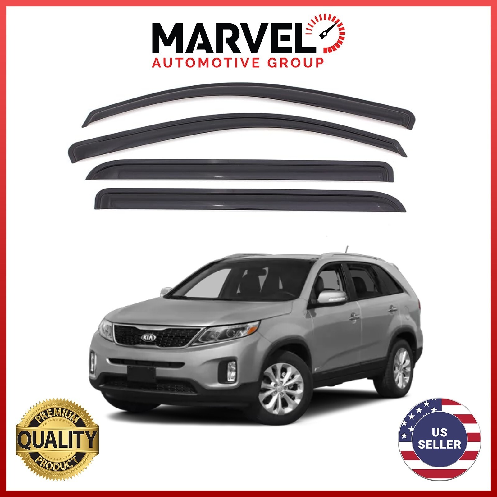 For KIA SORENTO 2011-2015 Black Window Sun Vent Visor Rain Guard Deflectors