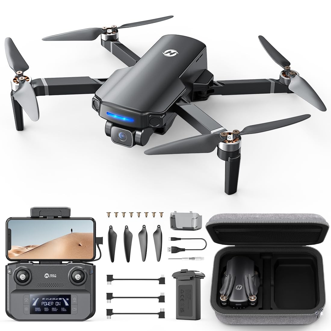 Holy Stone GPS Drone with 4K UHD Camera for 11.6 x 8.4 x 2.2 inches, Black