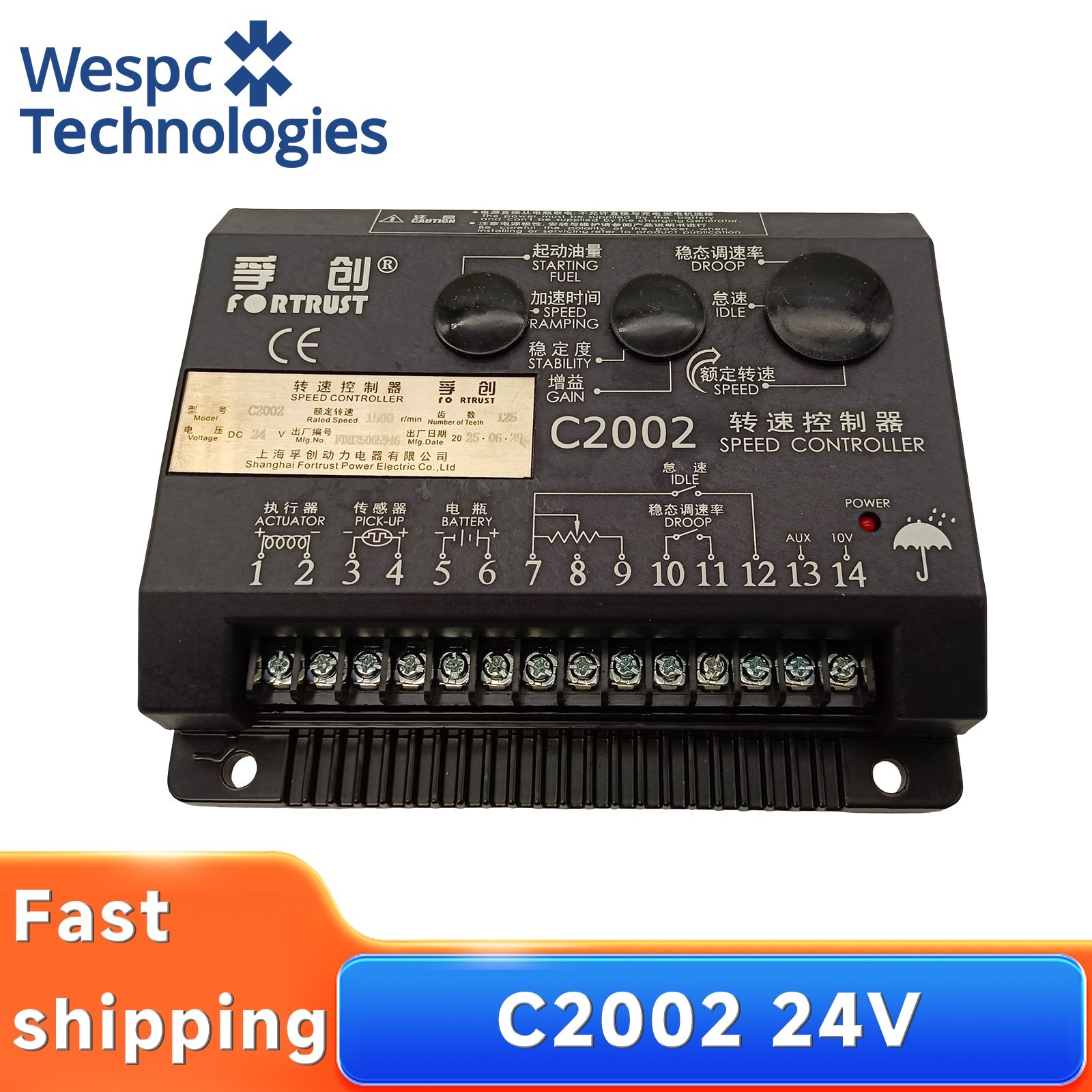 C2002 24V Speed Controller Generator Electronic Governor Speed Control Unit