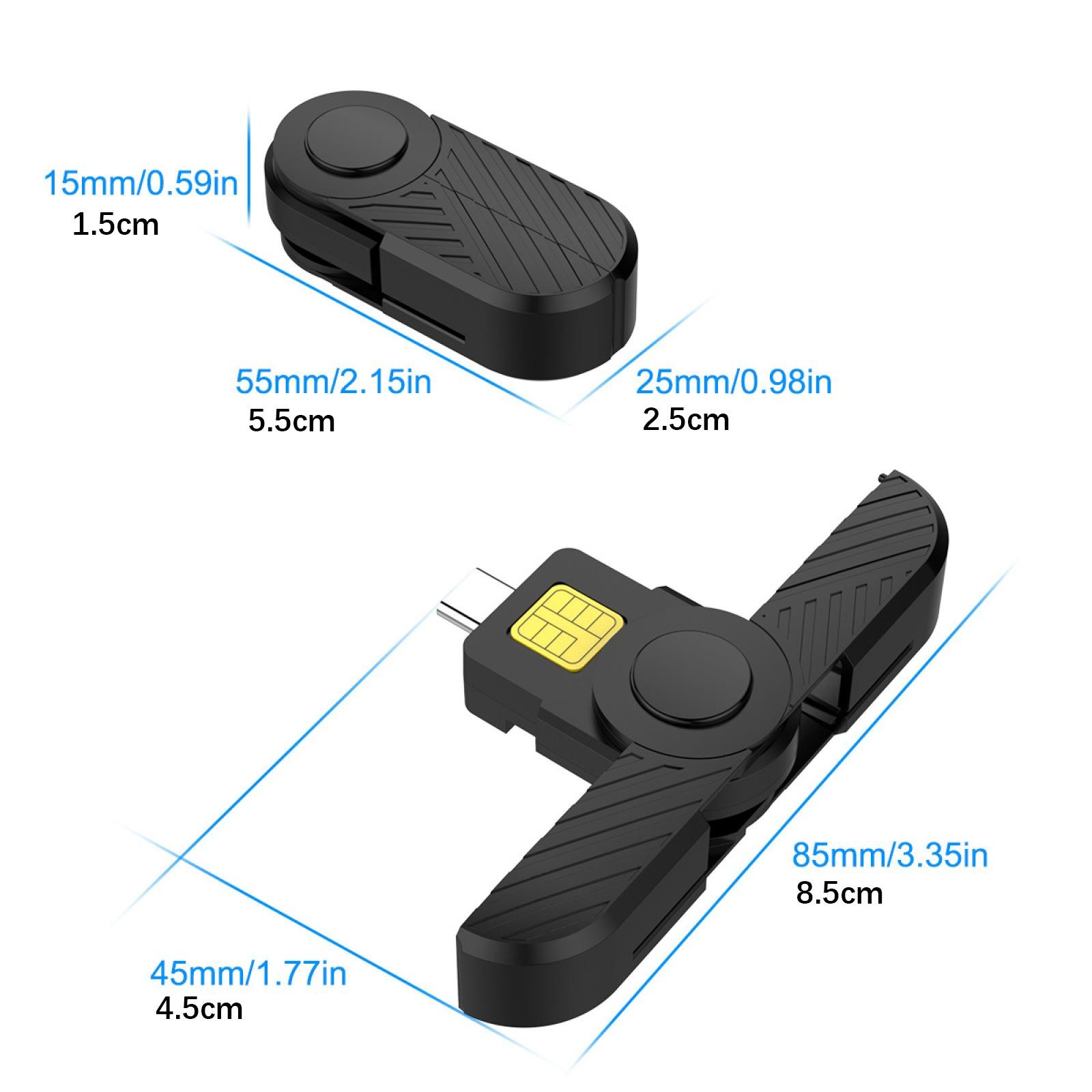 Foldable DOD Type C Common Access CAC SIM / IC Bank Chip Smart Card Reader