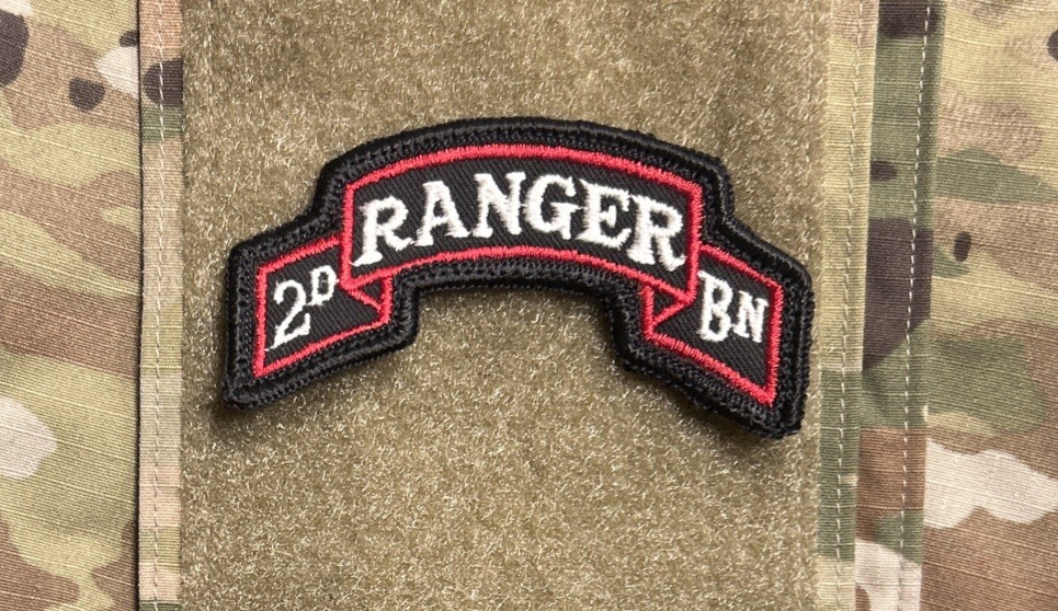 US Army 2nd Ranger Battalion Scroll w/ Hook Full-Color 75th Regiment