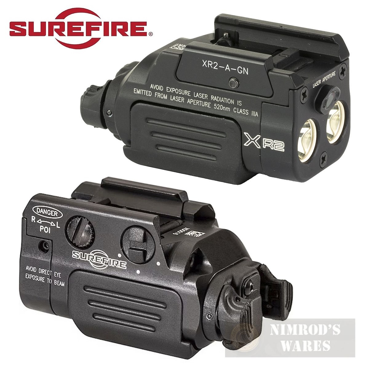 SureFire XR2 WeaponLight + GREEN Laser 800 Lumens Compact Universal-Rail XR2A-GN