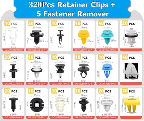 325Pcs Tesla Clips Tesla Bumper Fender Liner Push Retainer Fastener 325 PCS