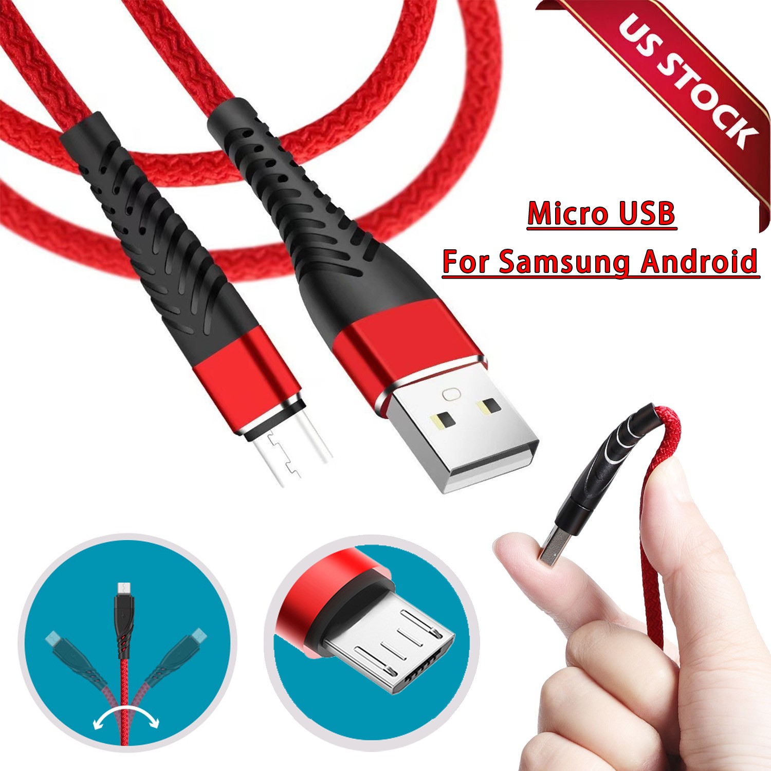 Heavy Duty Micro USB Fast Charger Charging Cable Cord For Samsung Android HTC LG