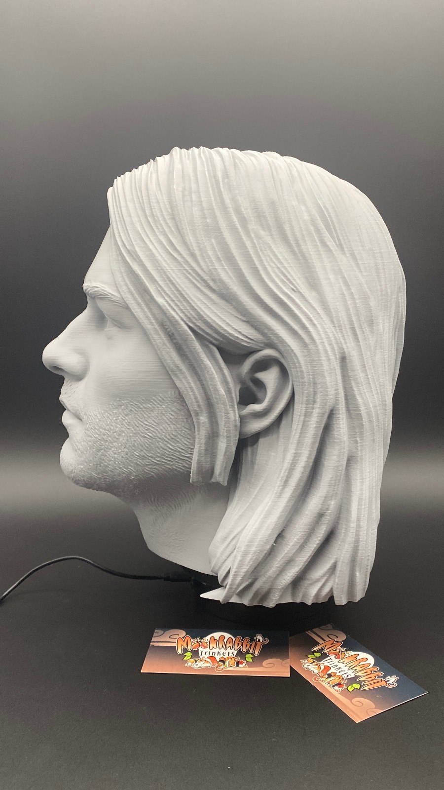 Kurt Cobain Bust Headphone Stand - PC Gaming Nirvana Display - Birthday Gift