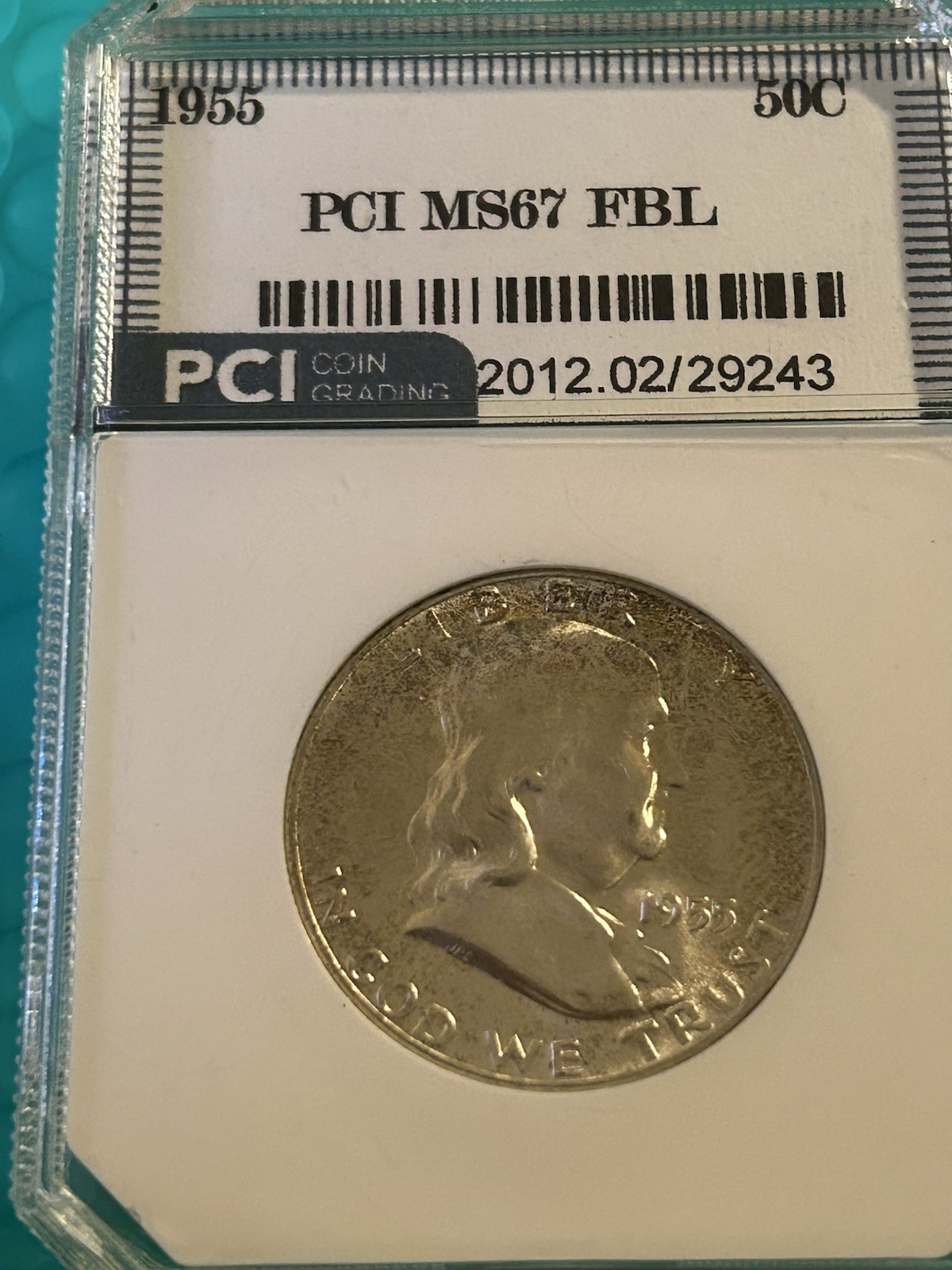 1955-P Franklin Half Dollar 50C(PCI MS67 FBL) - $7,000 Value!