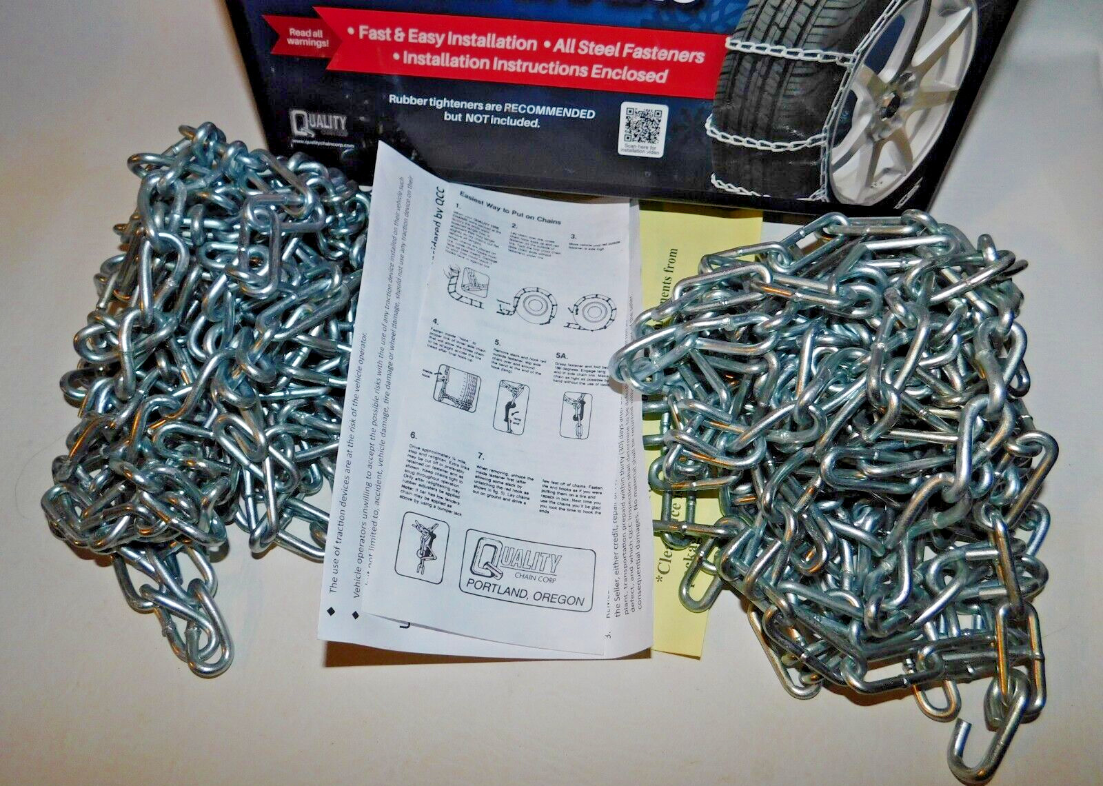 1122 Quality Passenger Link Tire Chains, 1 Pair, Never Used