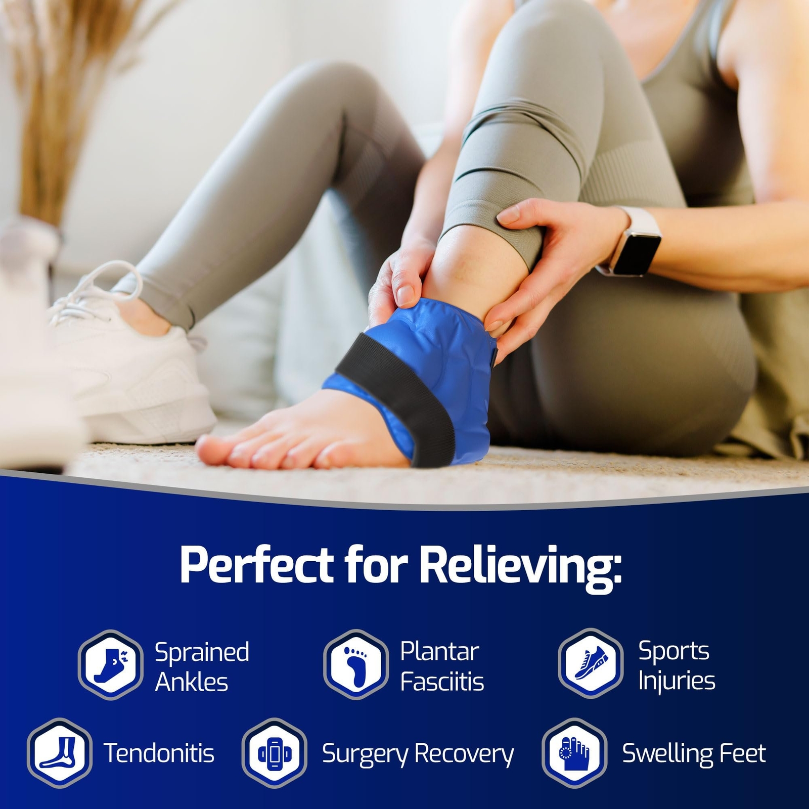 Reusable Hot Cold Ice Pack - Therapy Gel Pack for Ankles
