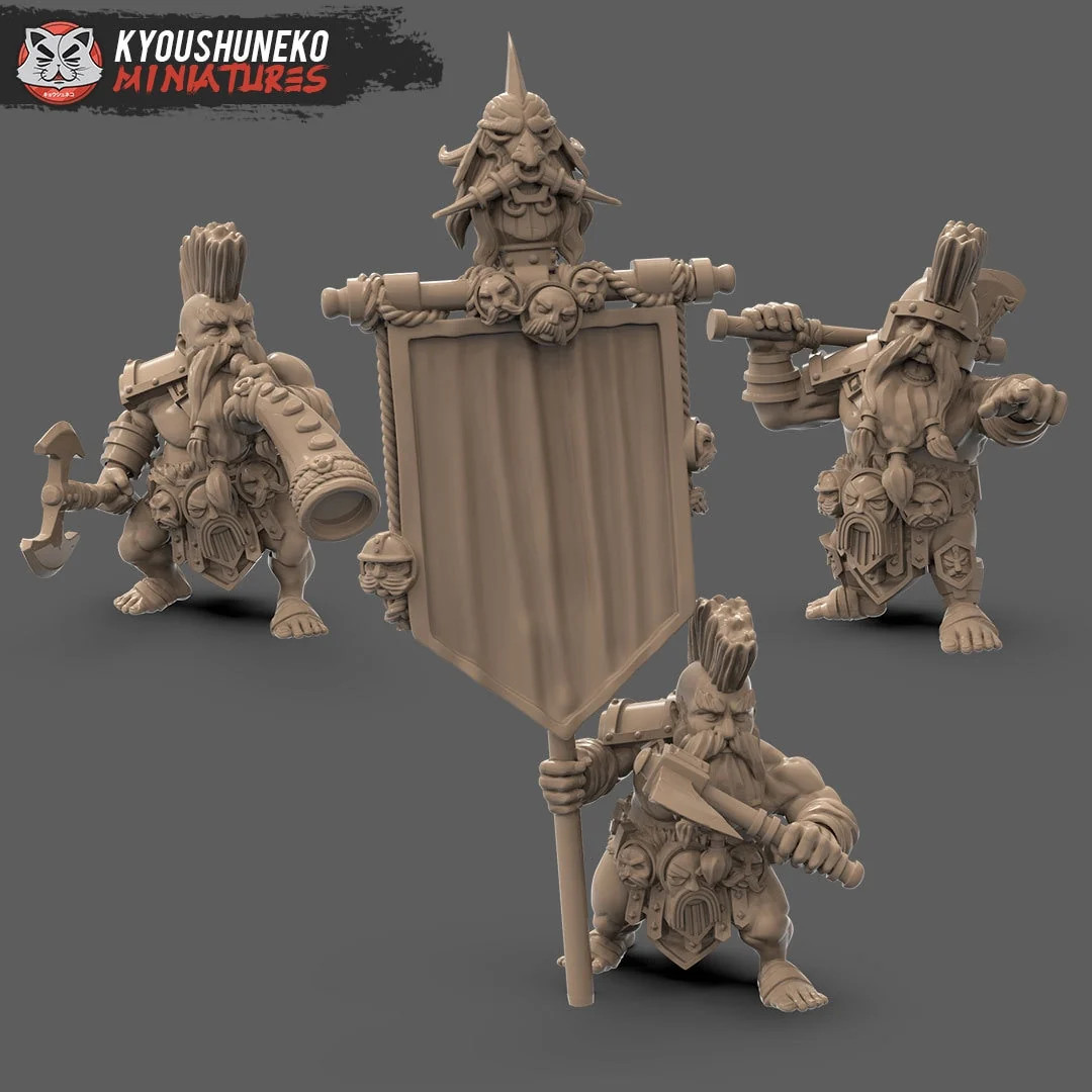 Dwarf Slayer Command Group - Resin Tabletop Miniature