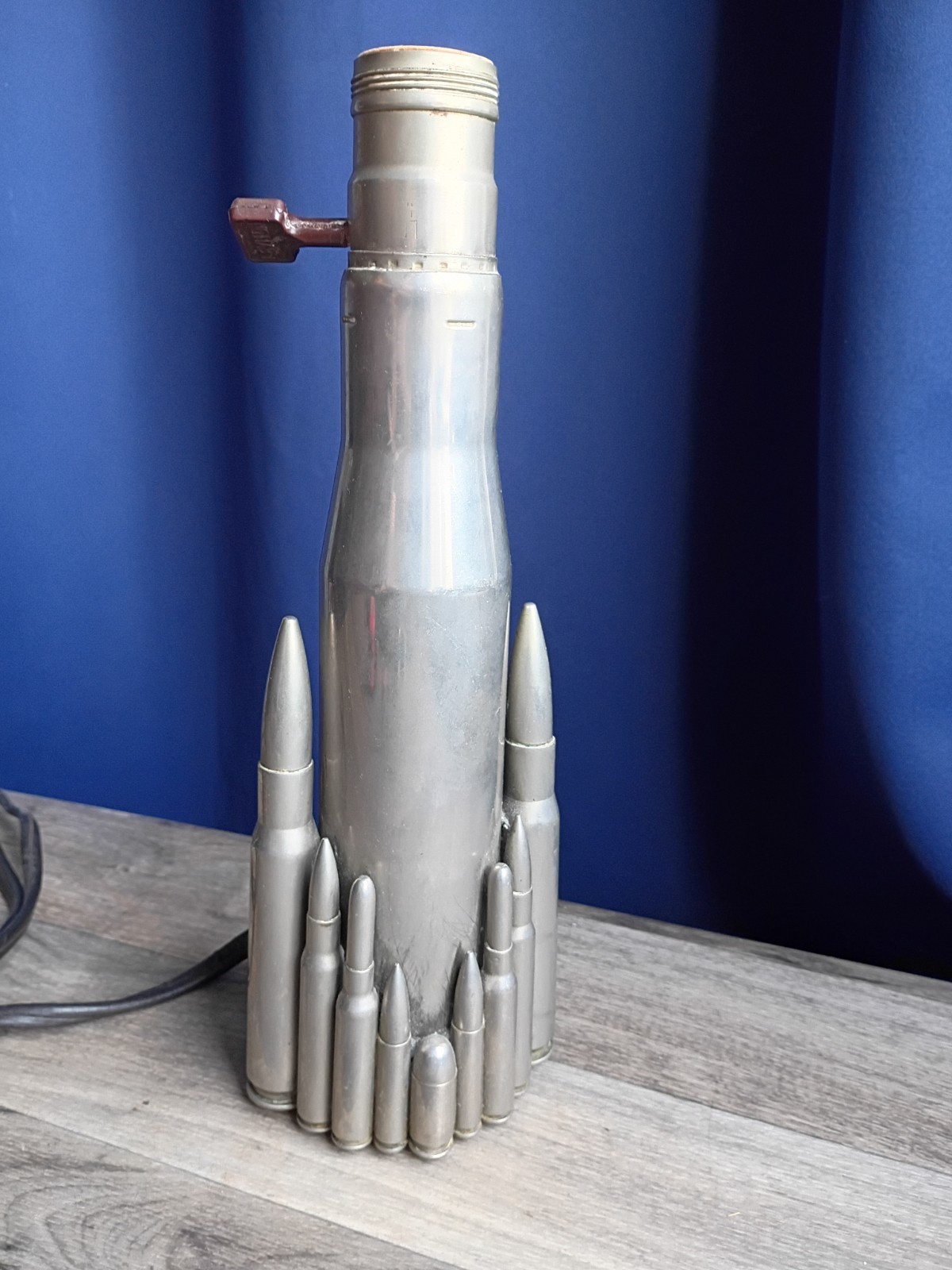 WWII Army Trench Artillery Shells Art Lamp White Brass Nickel Plated? Military