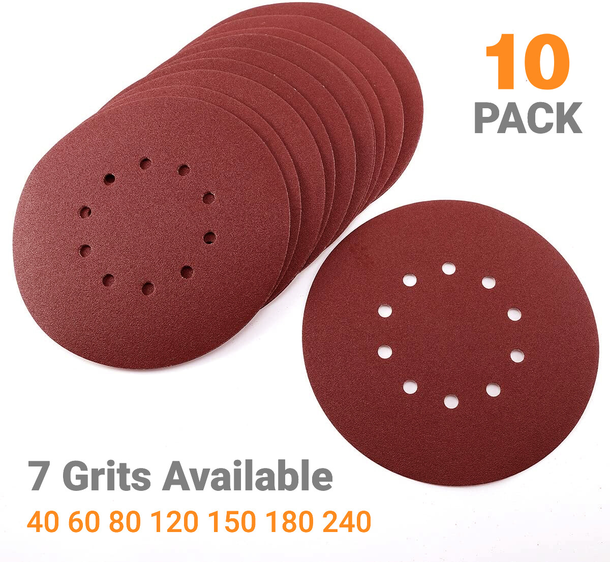 9 inch Sanding Disc Drywall Sander Paper Hook Loop 10-Hole 40 60 80 120 240 Grit