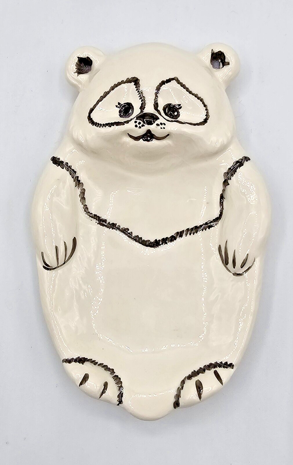 Panda Ceramic Soap Dish and Toothbrush Holder Bathroom Kitsch Signed Phyllig