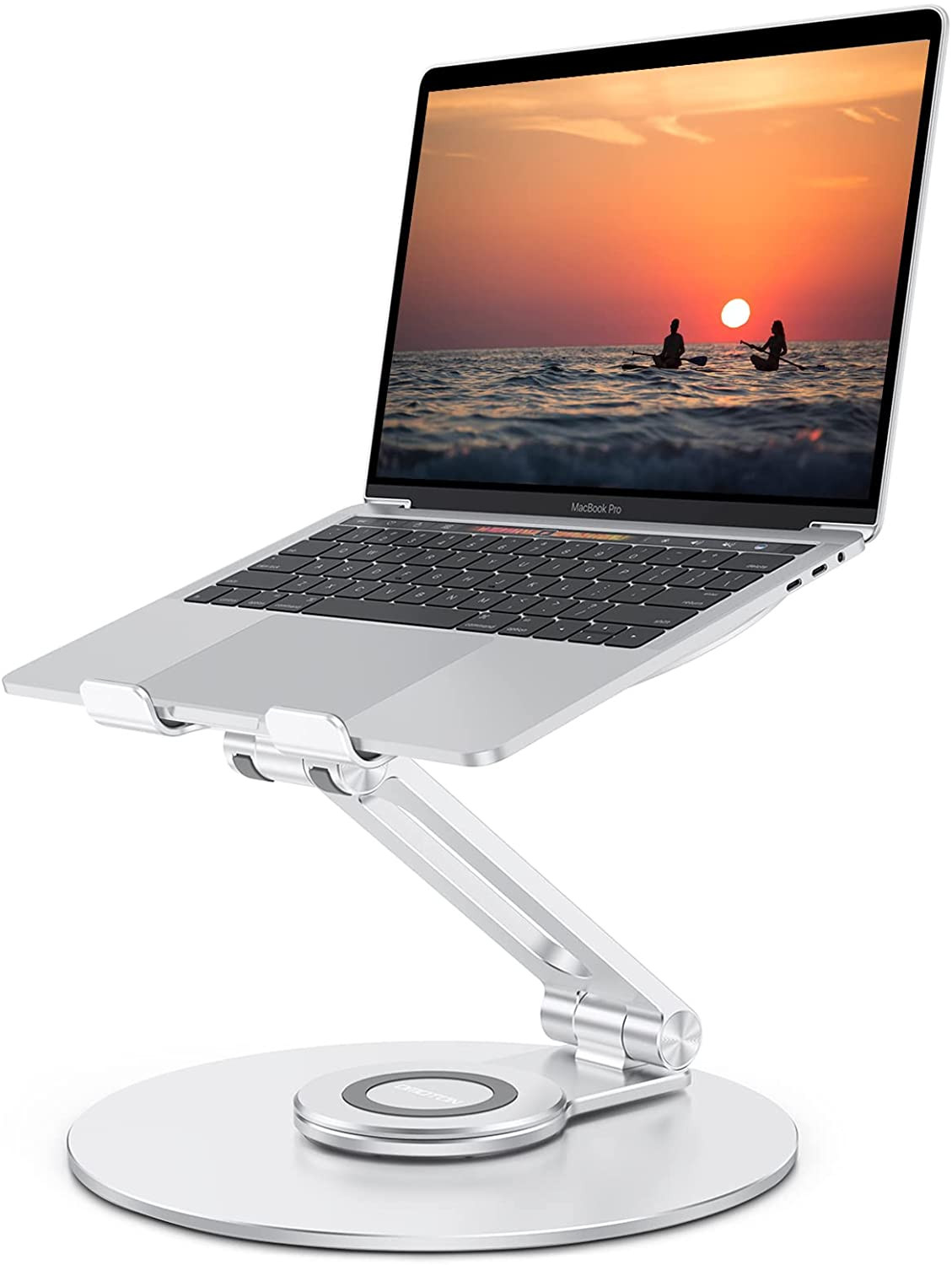 Adjustable Laptop Stand with 360 Rotating Base, Ergonomic Laptop Riser for Work