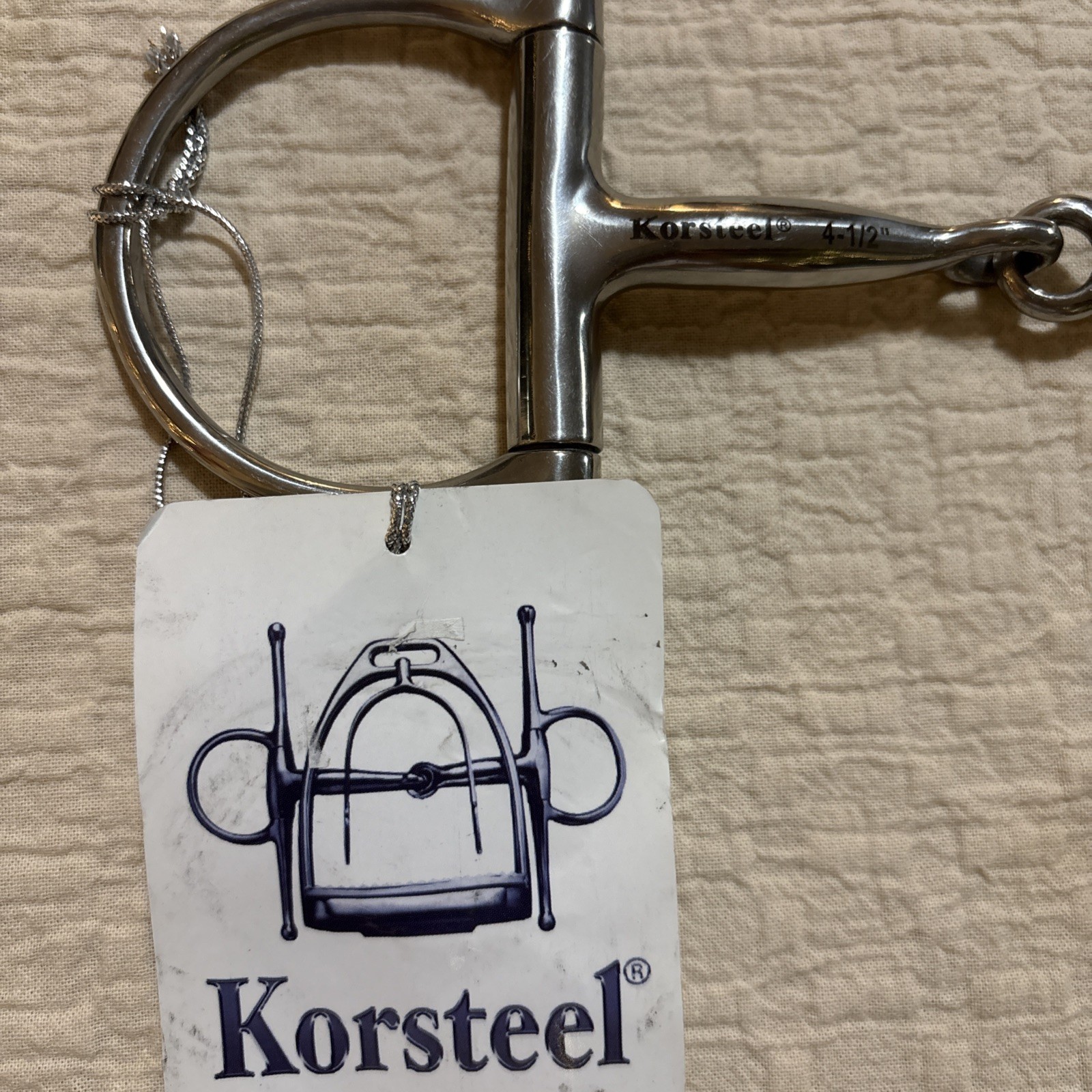 Korsteel Stainless Steel Hunter Dee Ring Snaffle Bit 4.5”, NWT