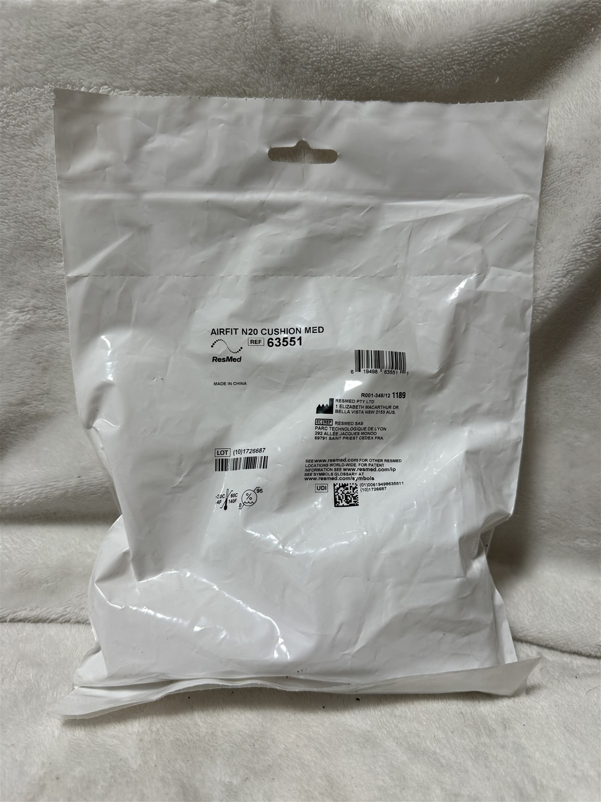 RESMED 63551 AIRFIT N20 REPLACEMENT CUSHION MEDIUM