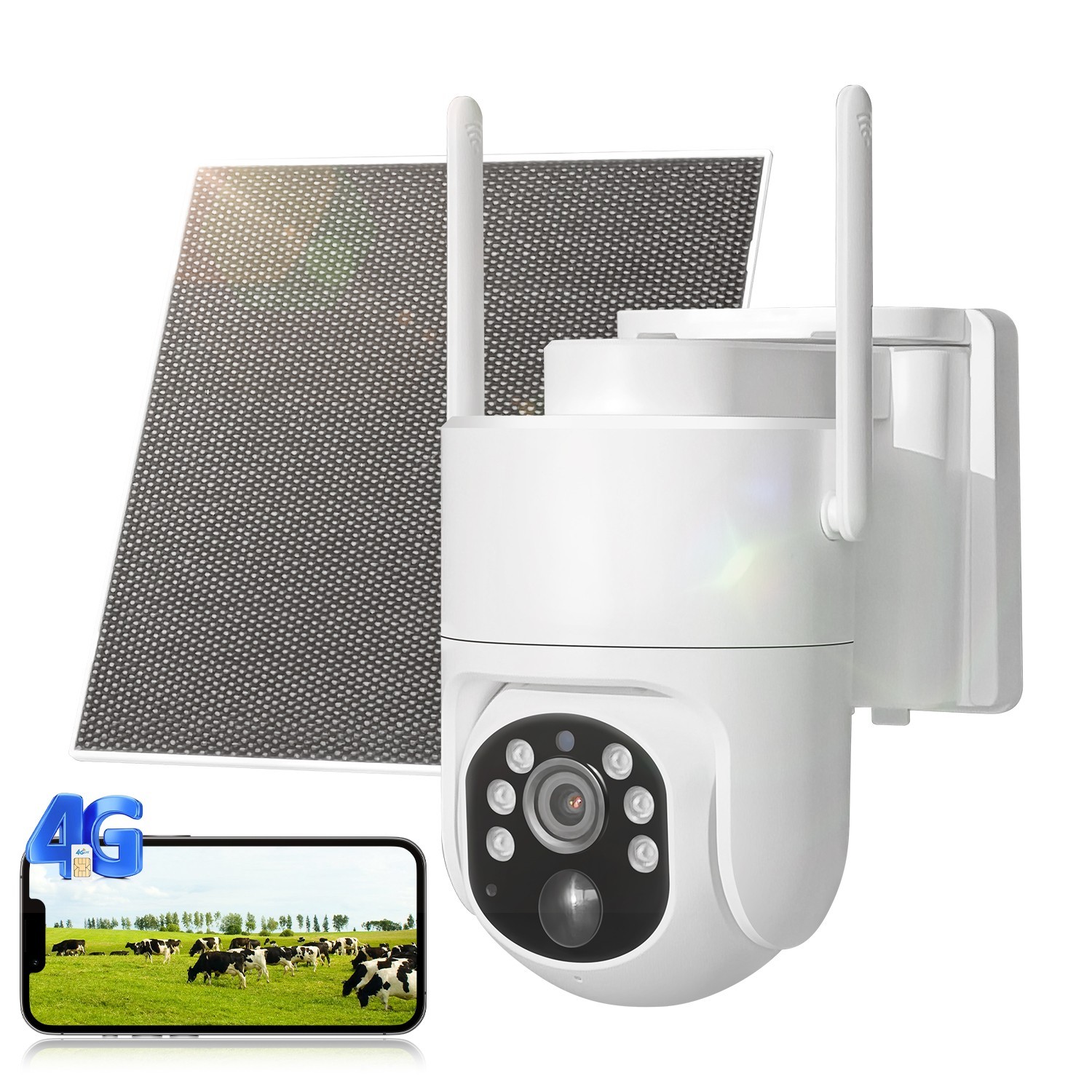 4G LTE Cellular Solar Security Camera No WiFi Outdoor 2K Night Vision & SIM Card