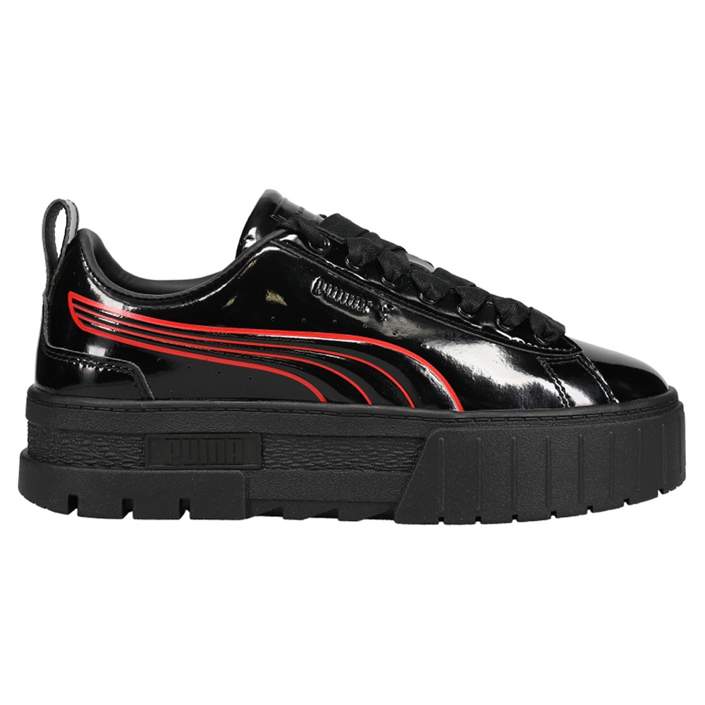 PUMA Mayze Catwoman Logo Platform  Womens Black Sneakers Casual Shoes 383293-01
