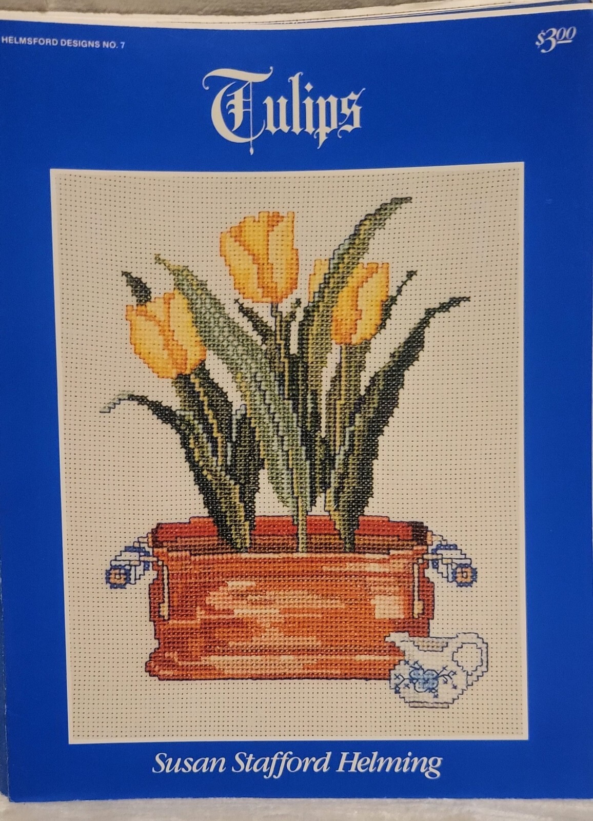 Tulips in Brass Container CROSS STITCH PATTERN LEAFLET Susan Stafford Helming