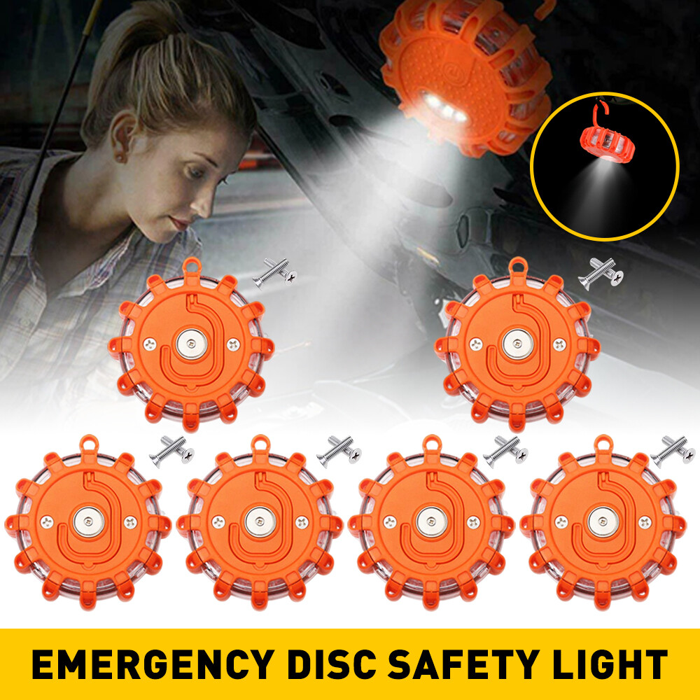 1/2/3/4/6 PCS LED Road Flares Disc Safety Light Flashing Roadside Beacon Warning