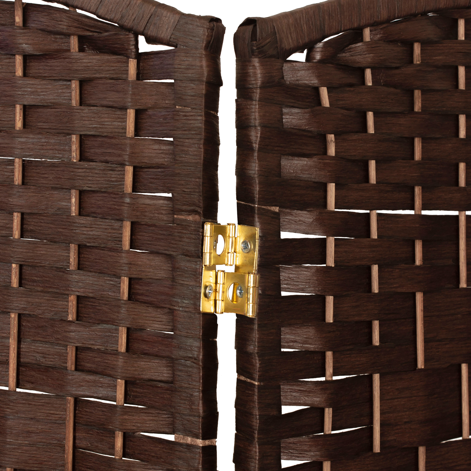 2 ft. Short Diamond Weave Fiber Folding Screen - Dark Mocha - 4 Panel