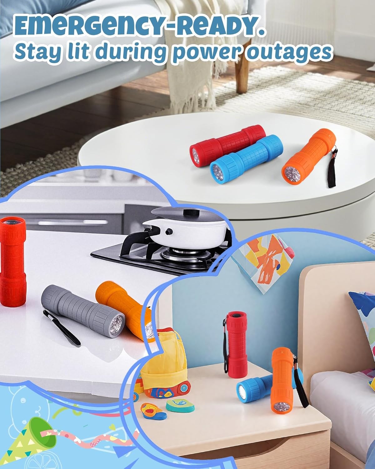 EverBrite 9-LED Flashlight 6Pack Impact Handheld Torch with Lanyard 3AAA Battery