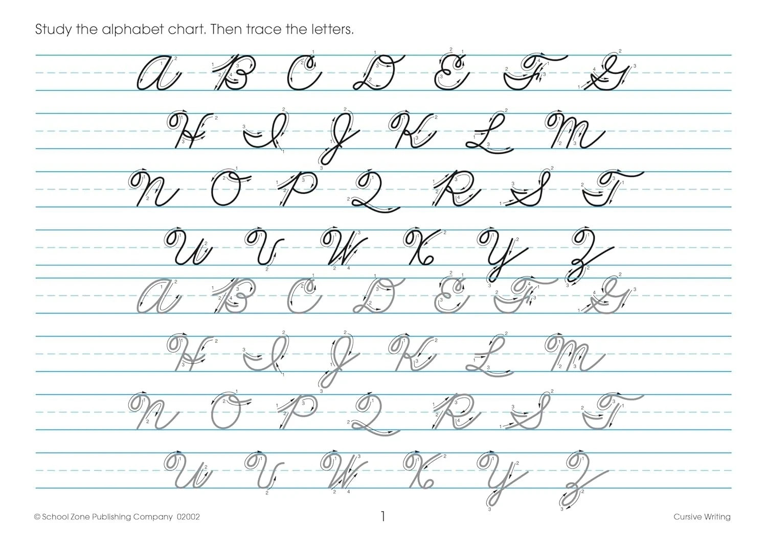 School Zone Cursive Writing Workbook: 32 Pages, 3rd Grade, 4th Grade, Practice H