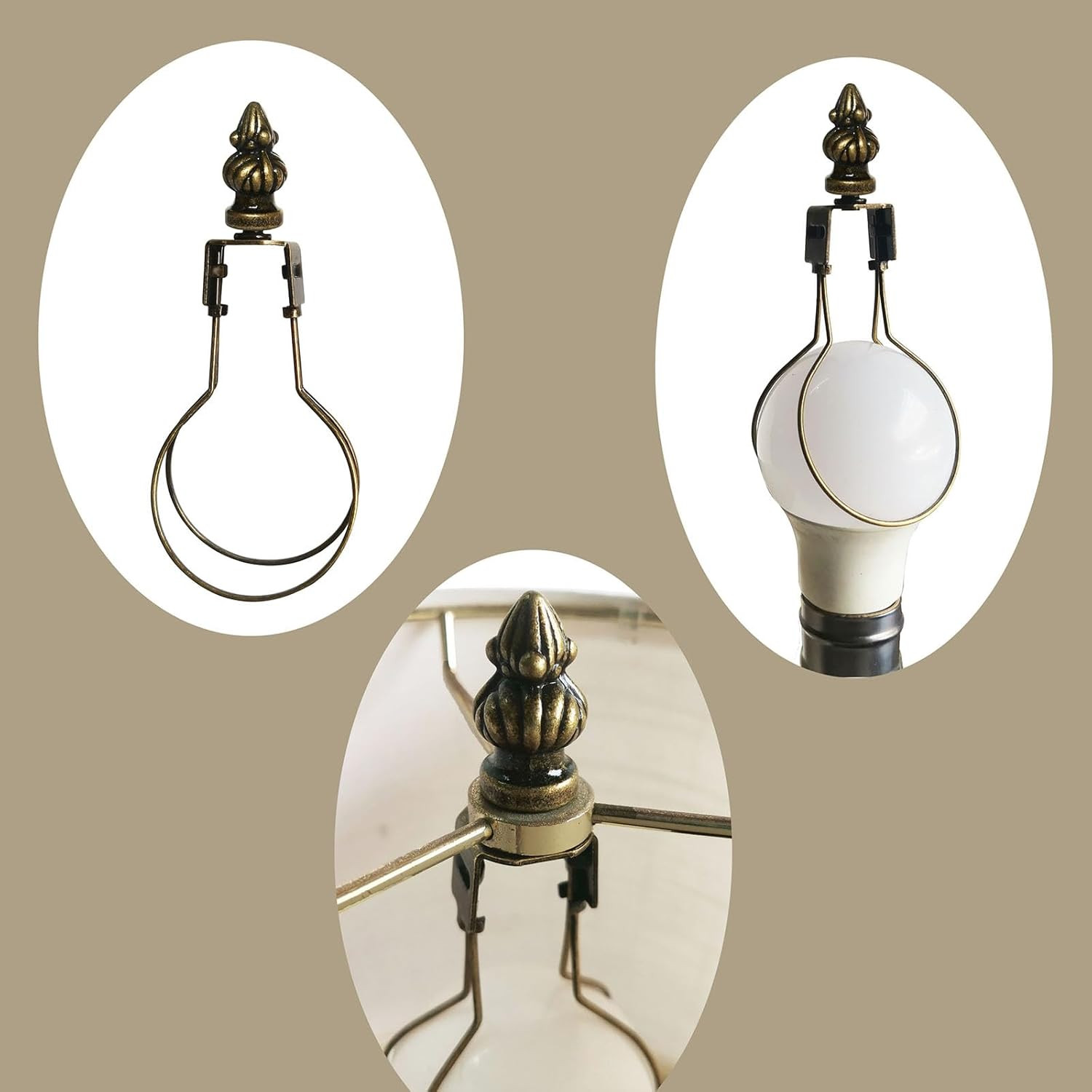 GY & CK® Antique Brass Clip on Lampshade Adapter Lamp Shade Light Bulb Clip Adap