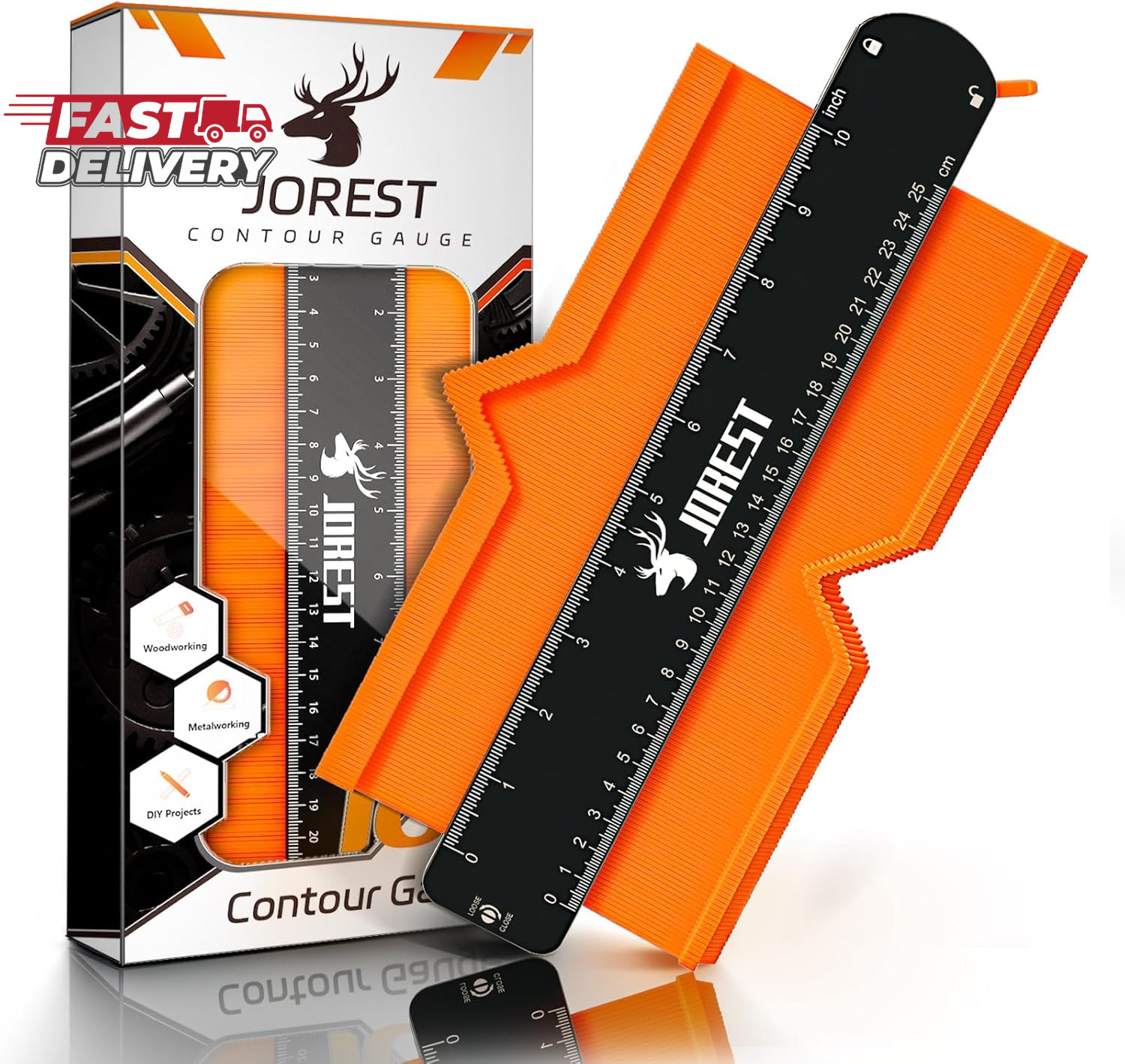 JOREST Contour Gauge with Lock (10 Inch), Gifts Ideas for Men Dad Carpenter Hand