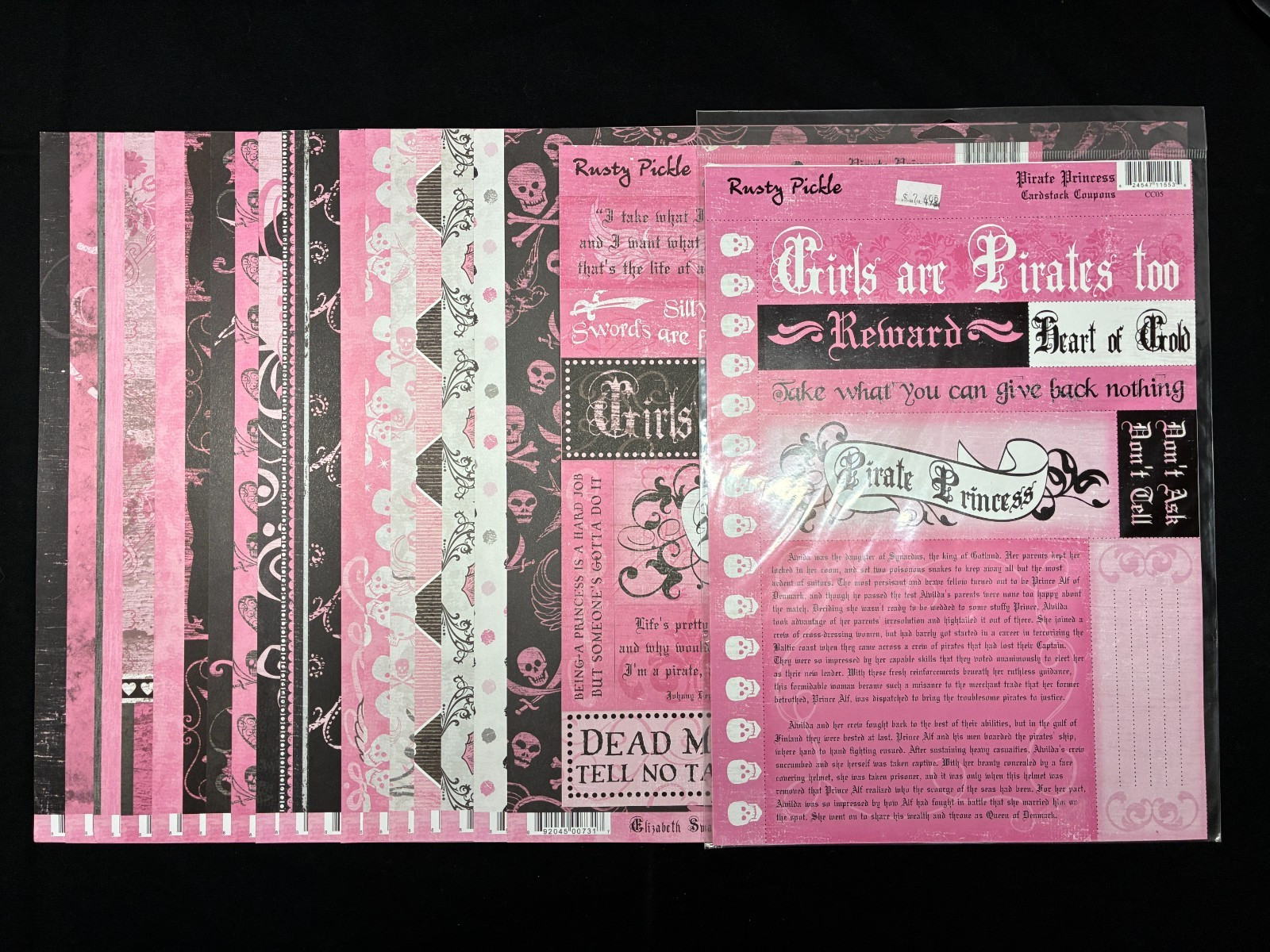 RUSTY PICKLE "PIRATE PRINCESS" 12 X 12 DS PAPERS, CARDSTOCK CARDS & STICKERS