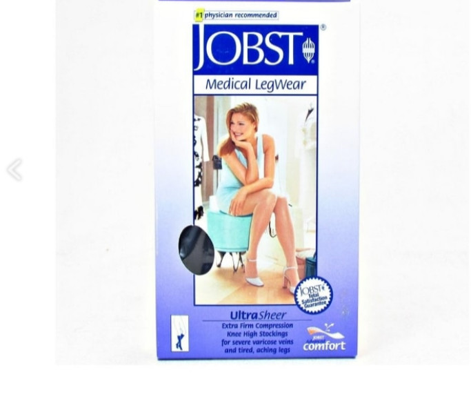 NIB JOBST 119015 UltraSheer Compression Stockings CT KNEE 30-40MMHG BLACK LG FC