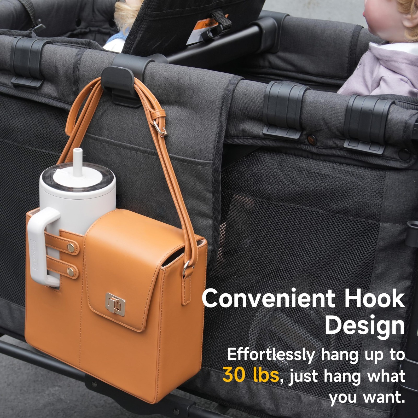 Stroller Wagon Support Bar for 4-Seater, Forward-Facing Bus-Style Seating, Easy