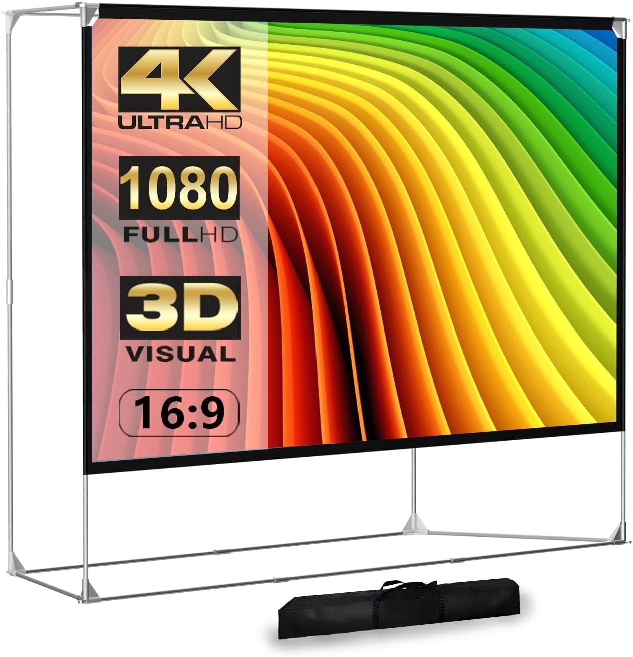 Portable 150" Projection Screen Anti Crease Design